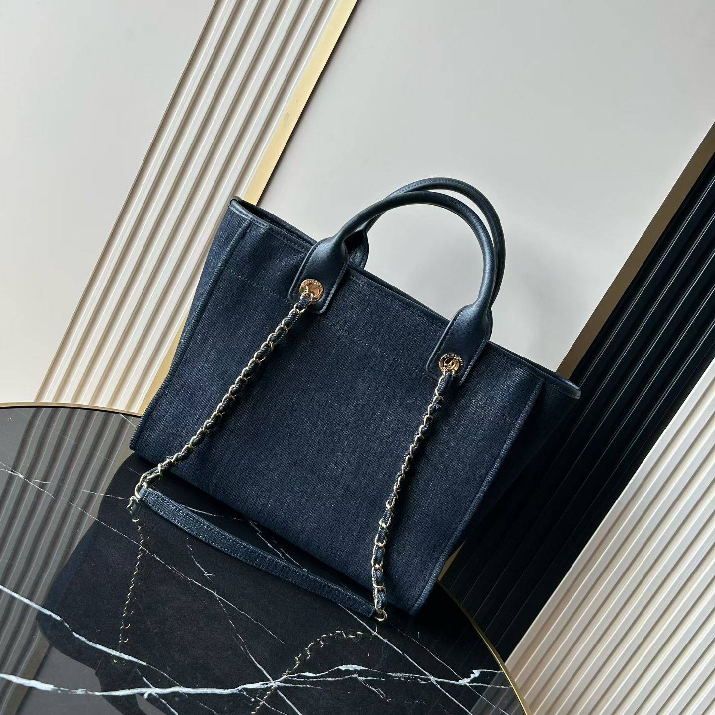 シャネル CHANEL AS3257 デニム チェーンショルダーバッグ ブラック ゴールド金具 レディース - 画像 8