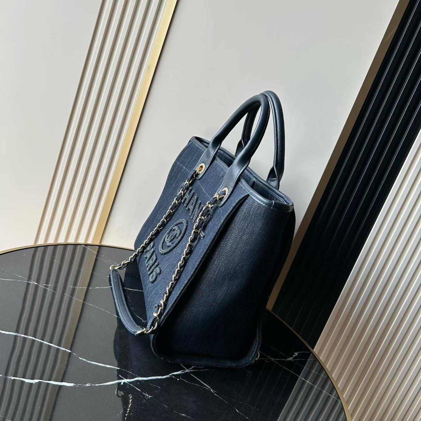 シャネル CHANEL AS3257 デニム チェーンショルダーバッグ ブラック ゴールド金具 レディース - 画像 9