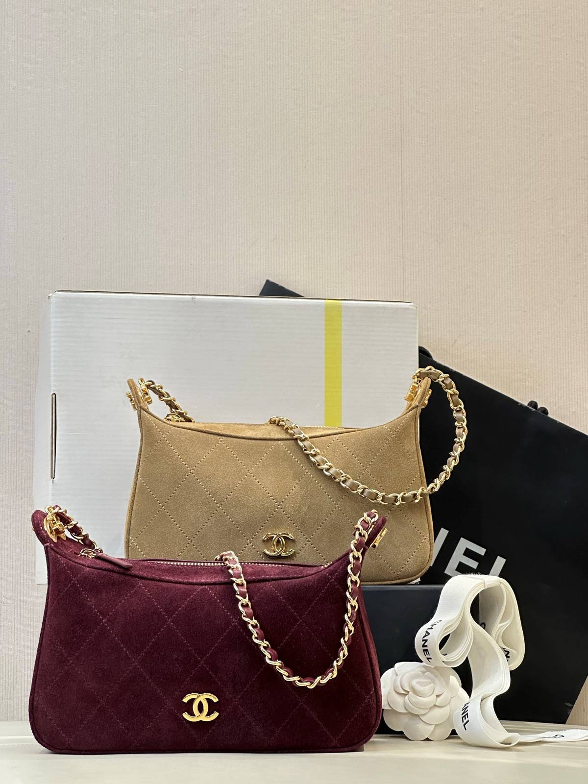 シャネル 6614 マトラッセ ラムスキン チェーンショルダーバッグ ベージュ ゴールド金具 レディース