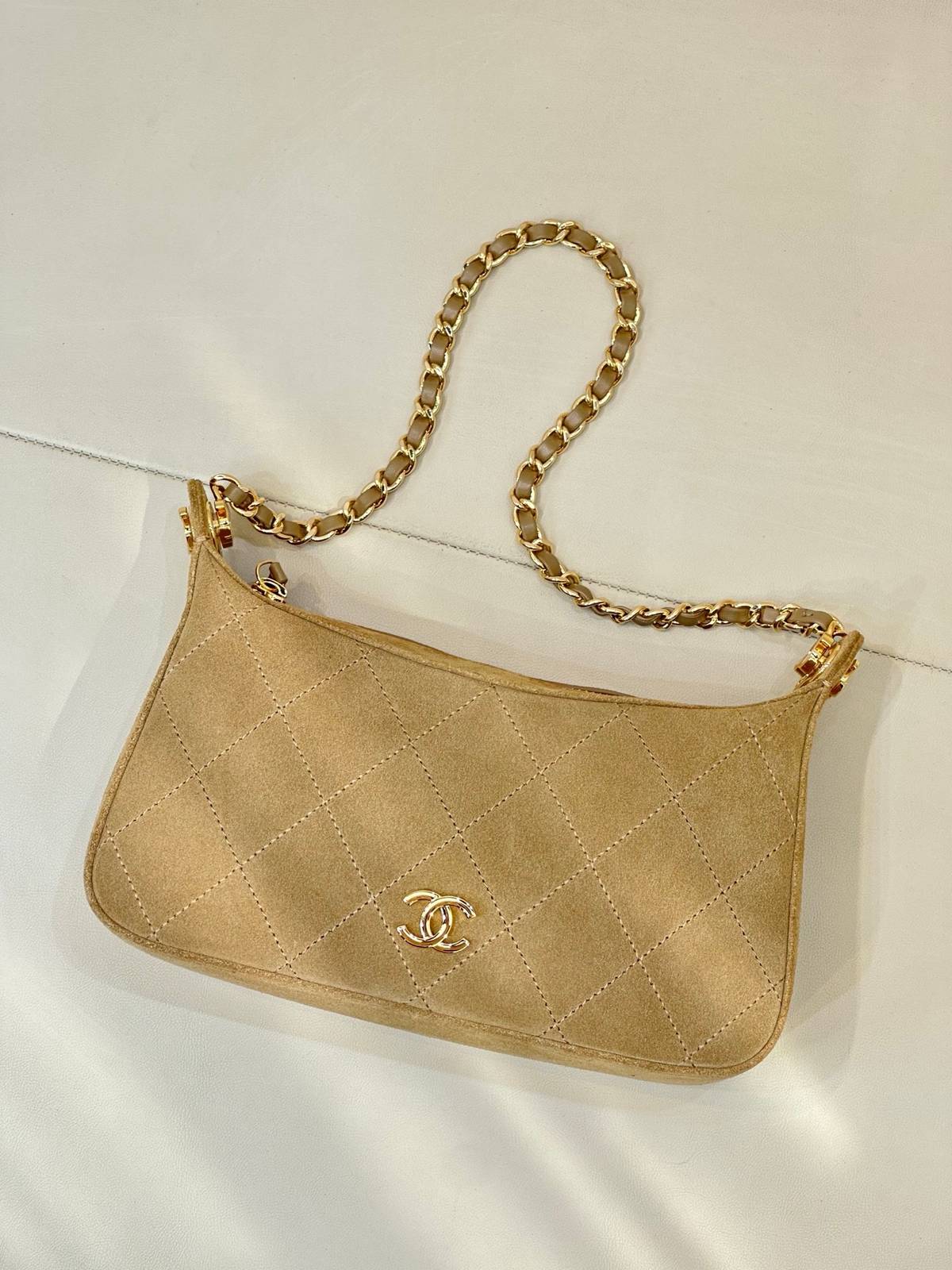 シャネル 6614 マトラッセ ラムスキン チェーンショルダーバッグ ベージュ ゴールド金具 レディース - 画像 9
