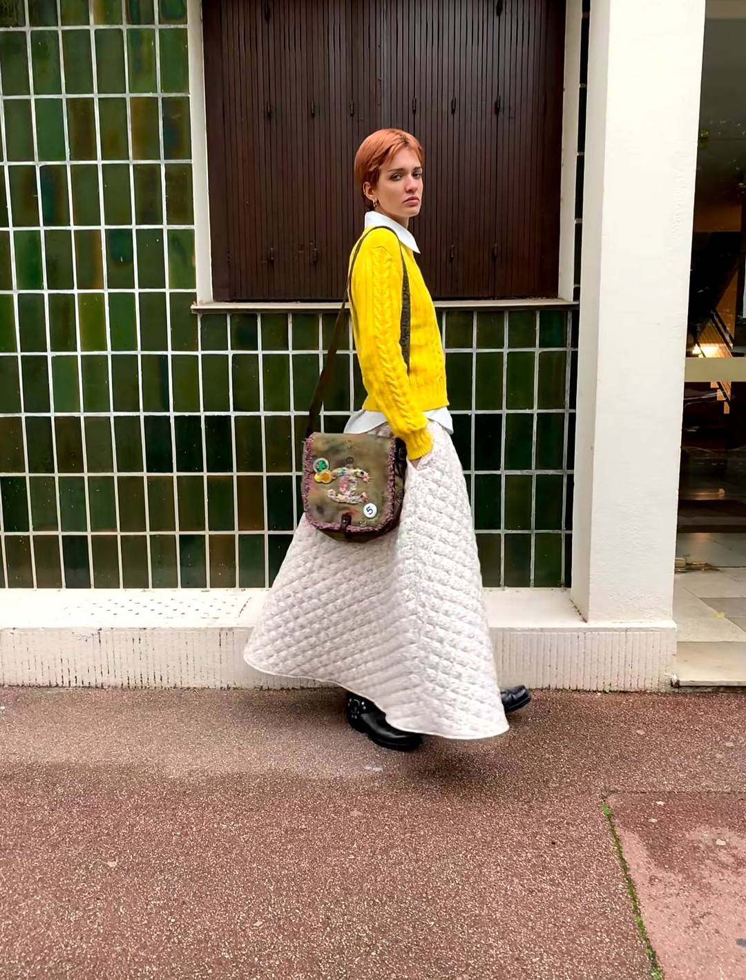シャネル CHANEL ヴィンテージ反戦包 小型 マトラッセ チェーンショルダーバッグ ブラック金具 レディース - 画像 2
