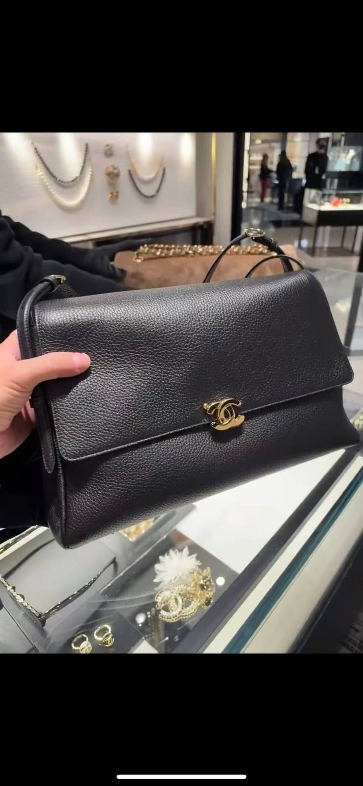 シャネル 22345 マトラッセ デカマトラッセ ブラック キャビアスキン フラップバッグ ゴールド金具 レザー編み込み - 画像 14