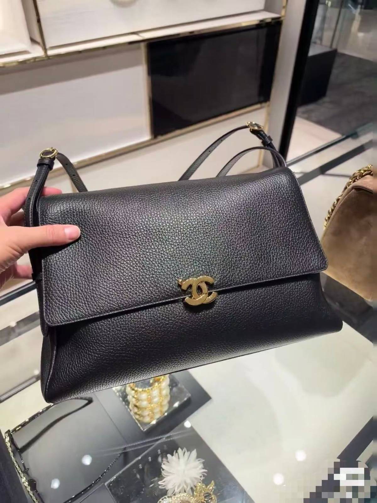 シャネル 22345 マトラッセ デカマトラッセ ブラック キャビアスキン フラップバッグ ゴールド金具 レザー編み込み - 画像 18