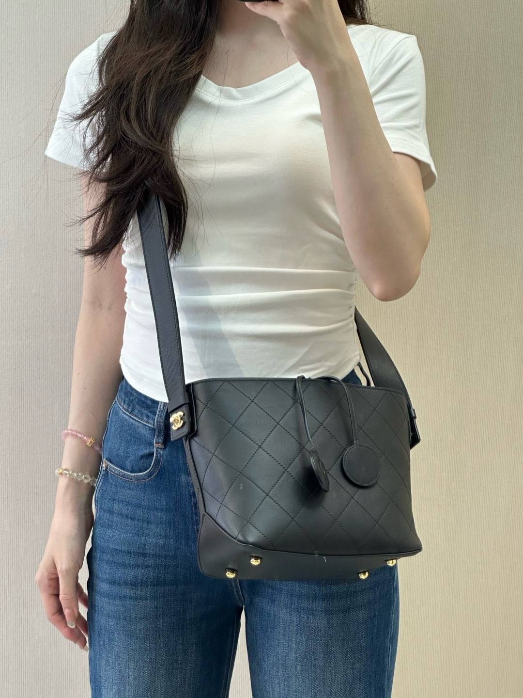 シャネル CHANEL マトラッセ ラムスキン チェーンショルダーバッグ ブラック ゴールド金具 レディース - 画像 7