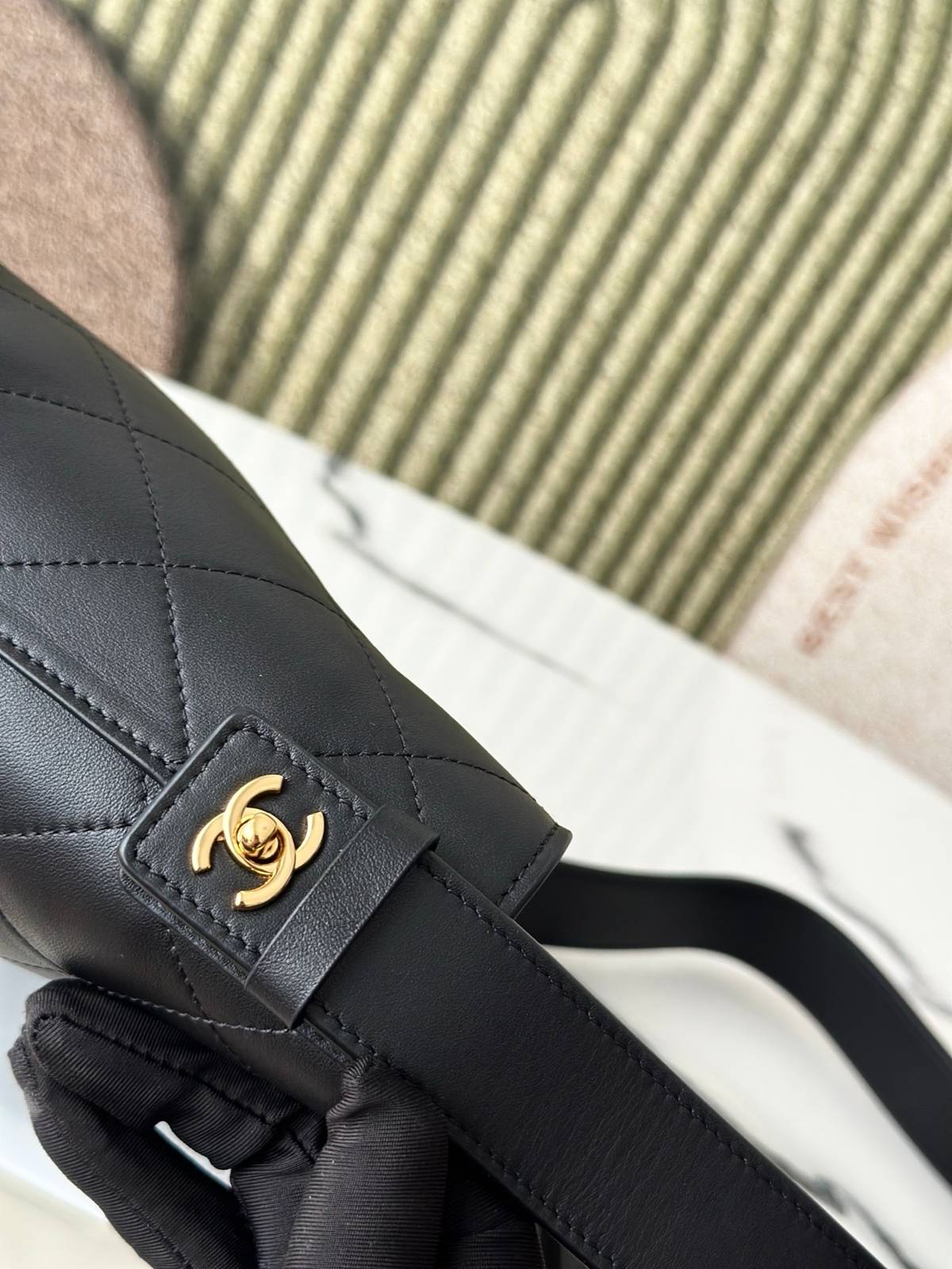 シャネル CHANEL マトラッセ ラムスキン チェーンショルダーバッグ ブラック ゴールド金具 レディース - 画像 12