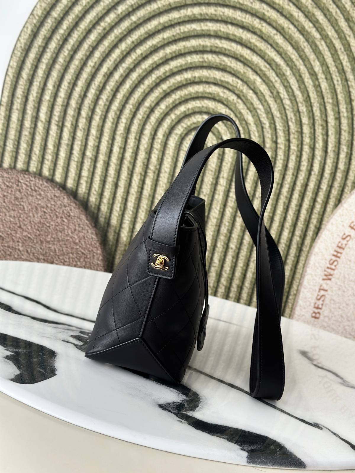 シャネル CHANEL マトラッセ ラムスキン チェーンショルダーバッグ ブラック ゴールド金具 レディース - 画像 15