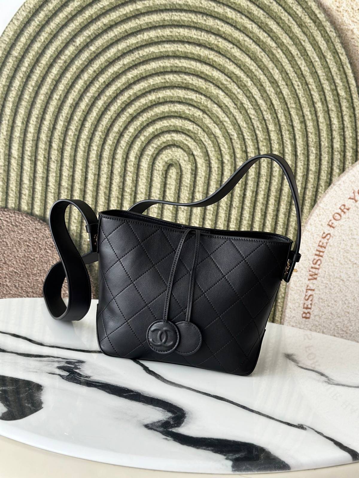シャネル CHANEL マトラッセ ラムスキン チェーンショルダーバッグ ブラック ゴールド金具 レディース - 画像 16