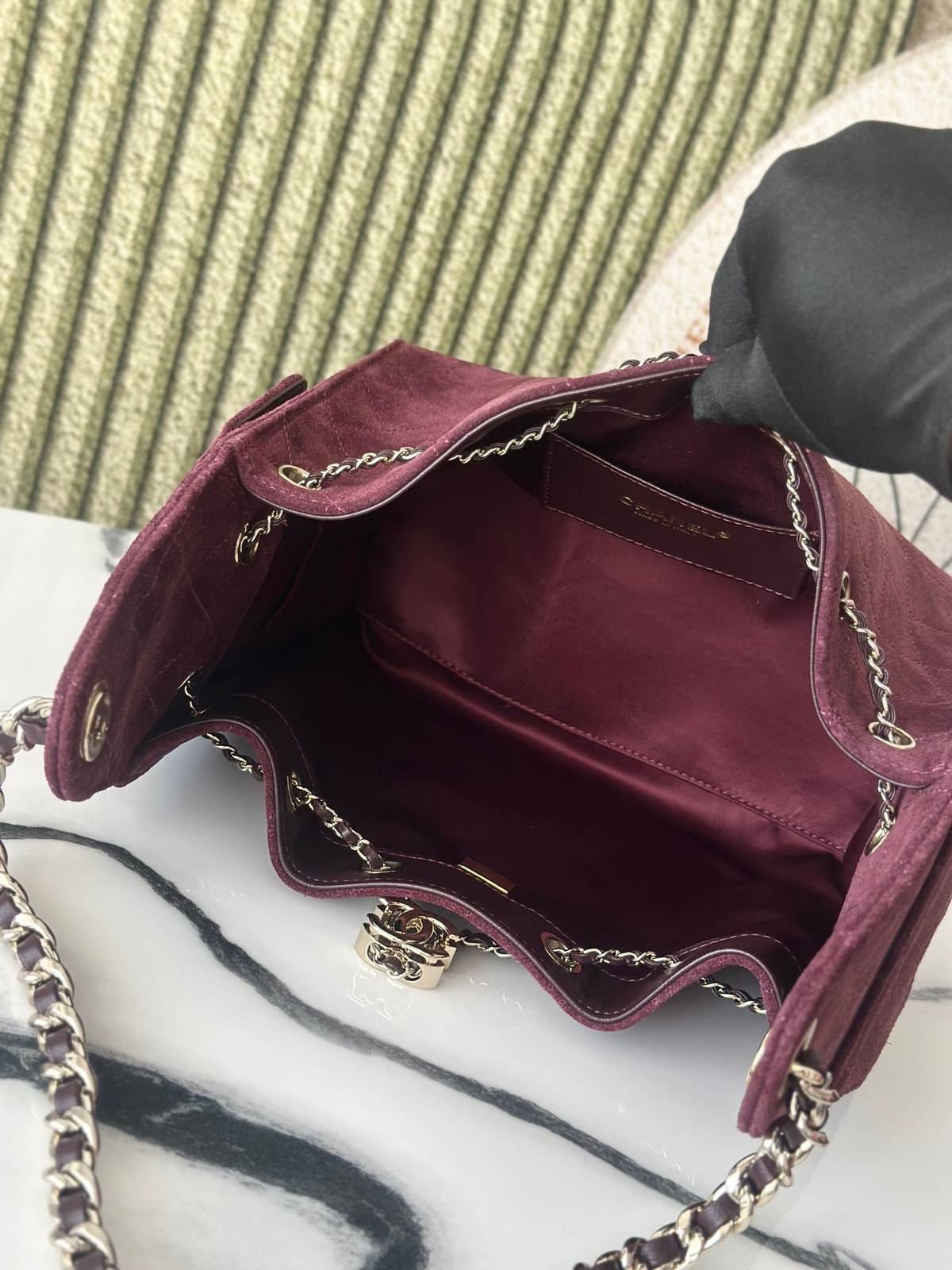 シャネル CHANEL マトラッセ ラムスキン チェーンショルダーバッグ ボルドー ゴールド金具 レディース - 画像 3