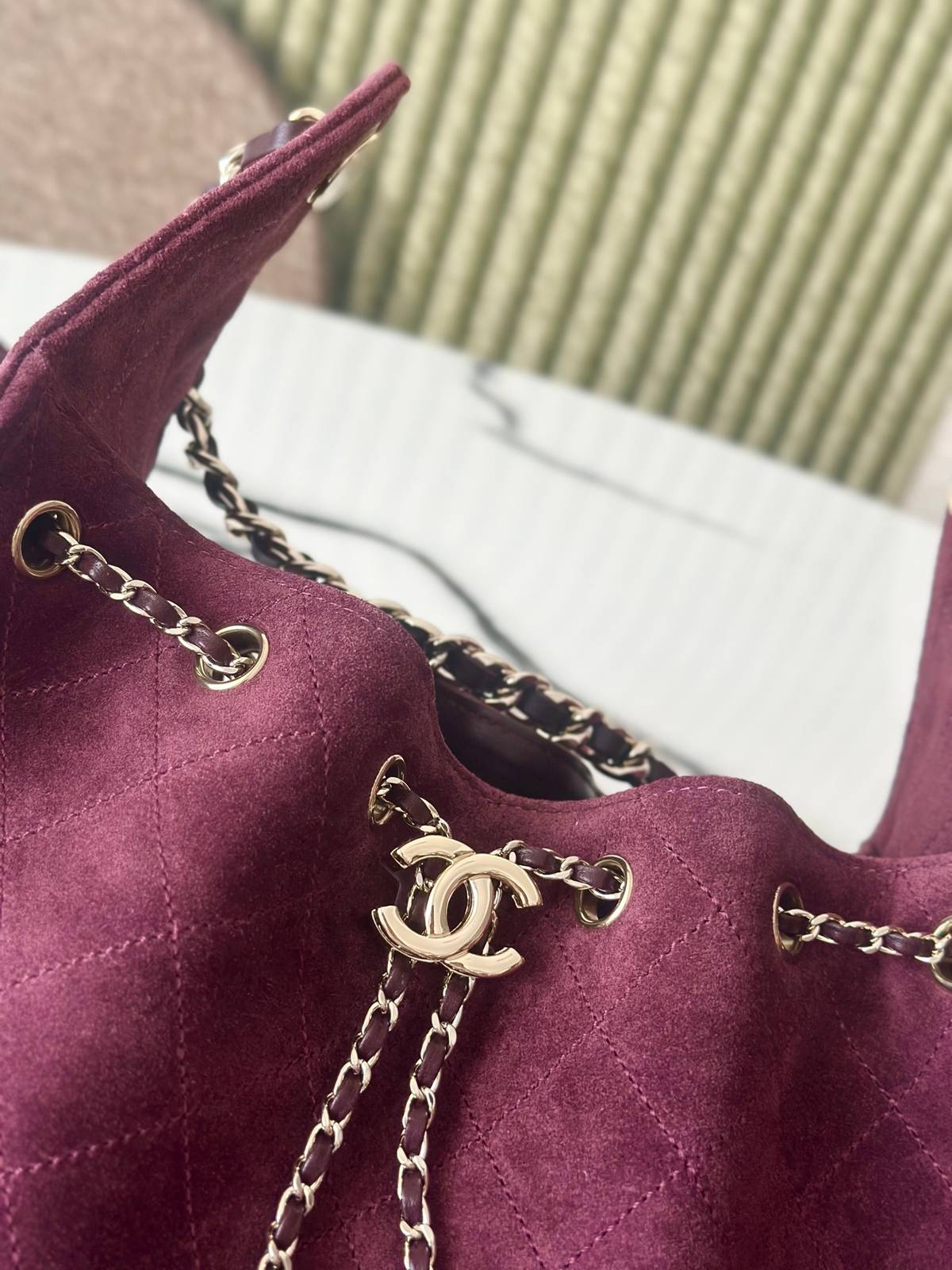 シャネル CHANEL マトラッセ ラムスキン チェーンショルダーバッグ ボルドー ゴールド金具 レディース - 画像 4