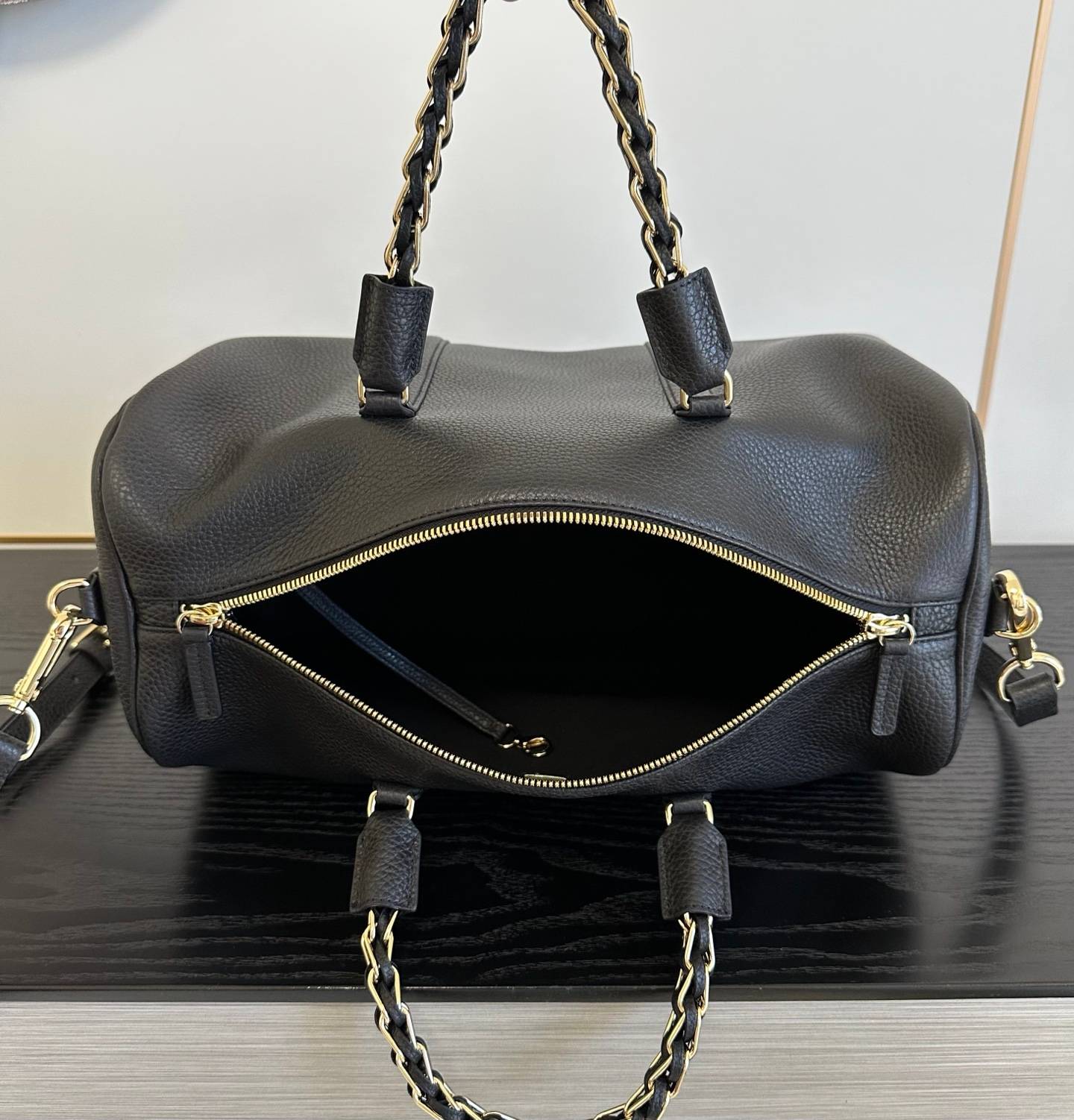 シャネル 274651 ボストンバッグ マトラッセ キャビアスキン ゴールド金具 レザー編み込みチェーン ターンロック - 画像 15