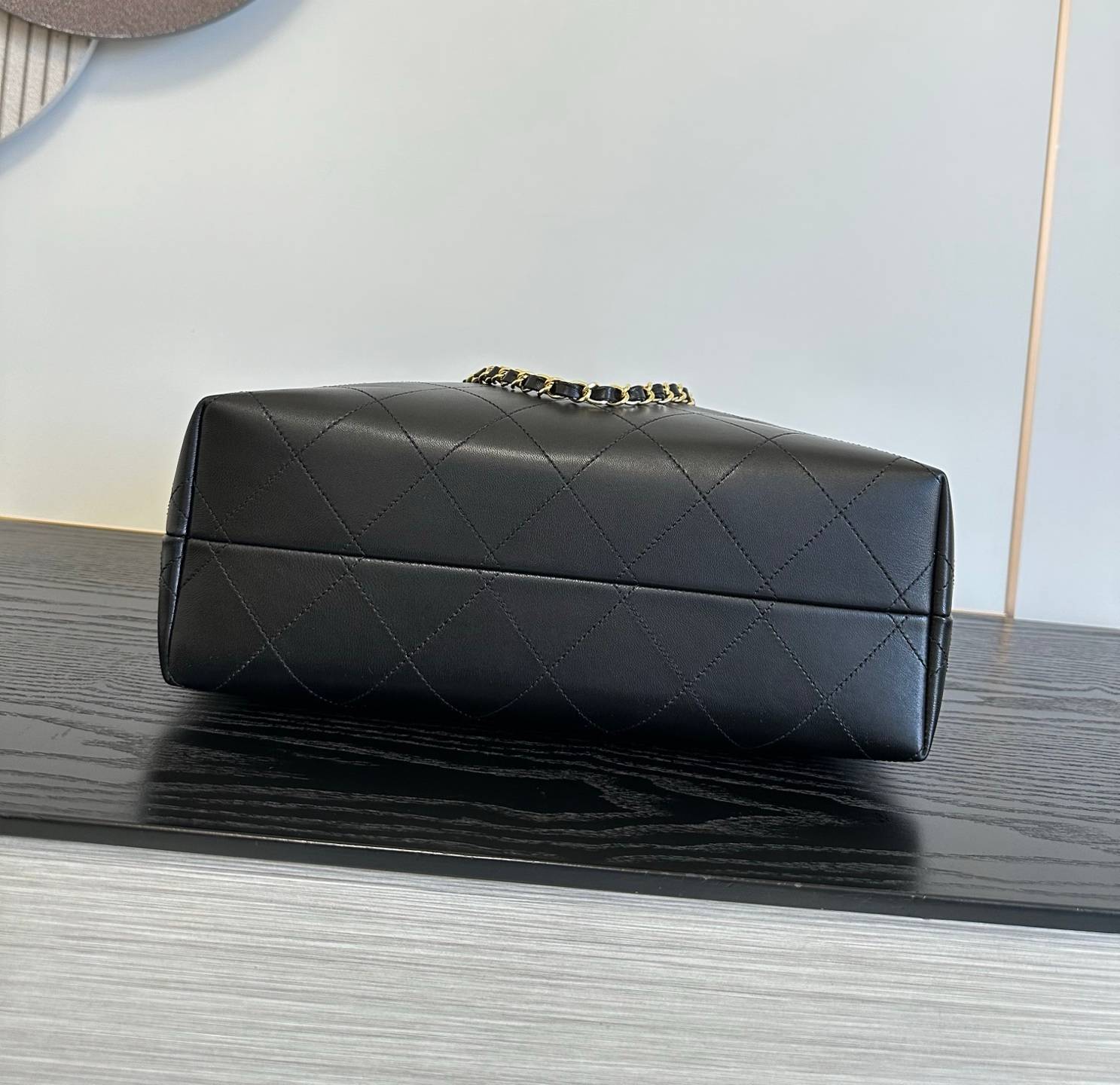 CHANEL シャネル マトラッセ ラムスキン ココマーク チェーンショルダーバッグ ゴールド金具 ブラック グレー レ - 画像 7