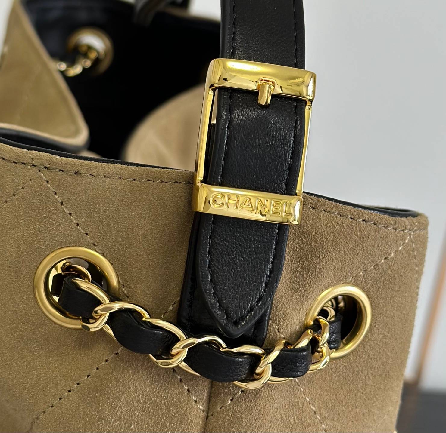 CHANEL シャネル マトラッセ ラムスキン ココマーク チェーンショルダーバッグ ゴールド金具 ブラック グレー レ - 画像 13