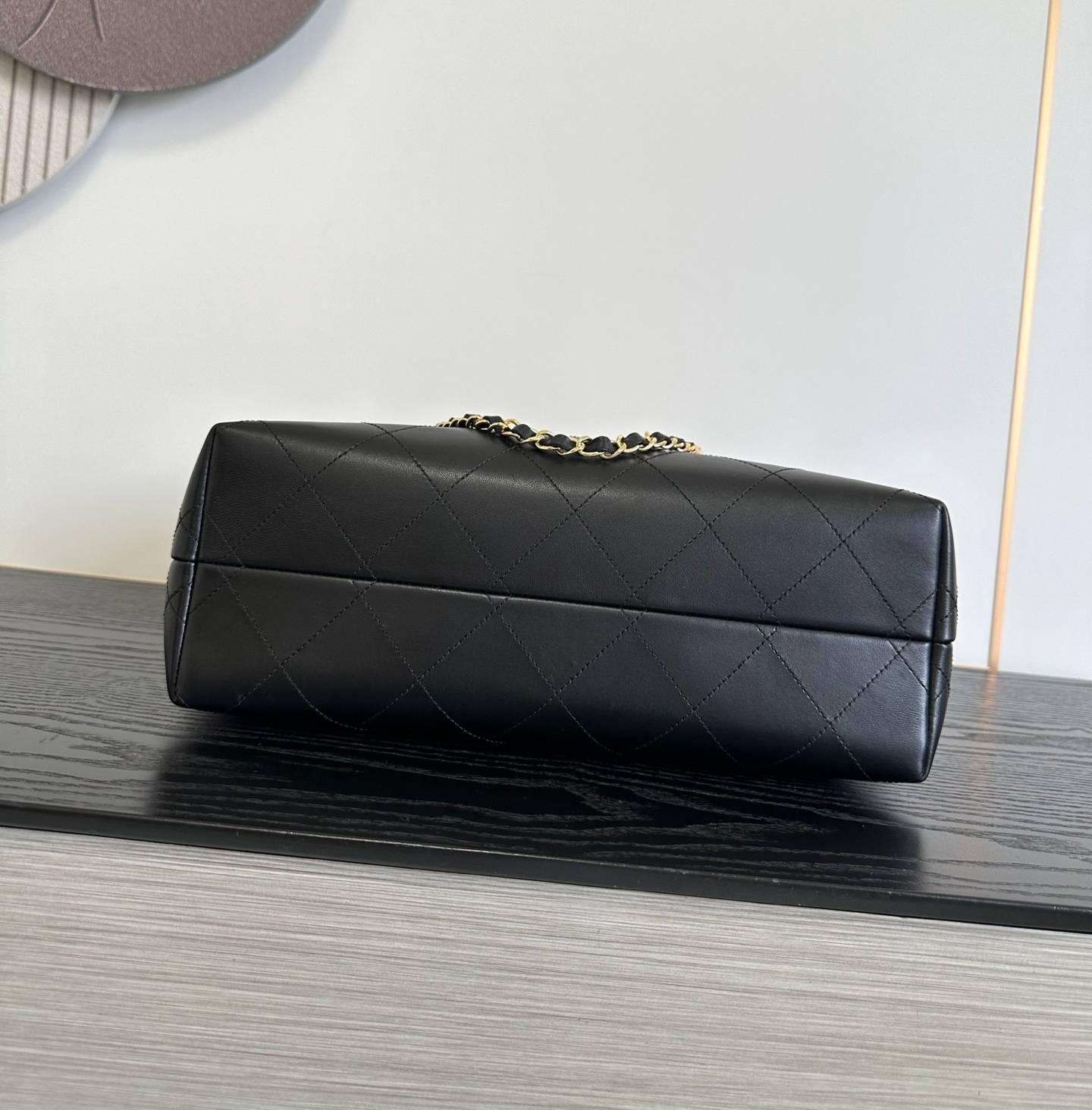 CHANEL シャネル マトラッセ ラムスキン ココマーク チェーンショルダーバッグ ゴールド金具 ブラック グレー レ - 画像 16