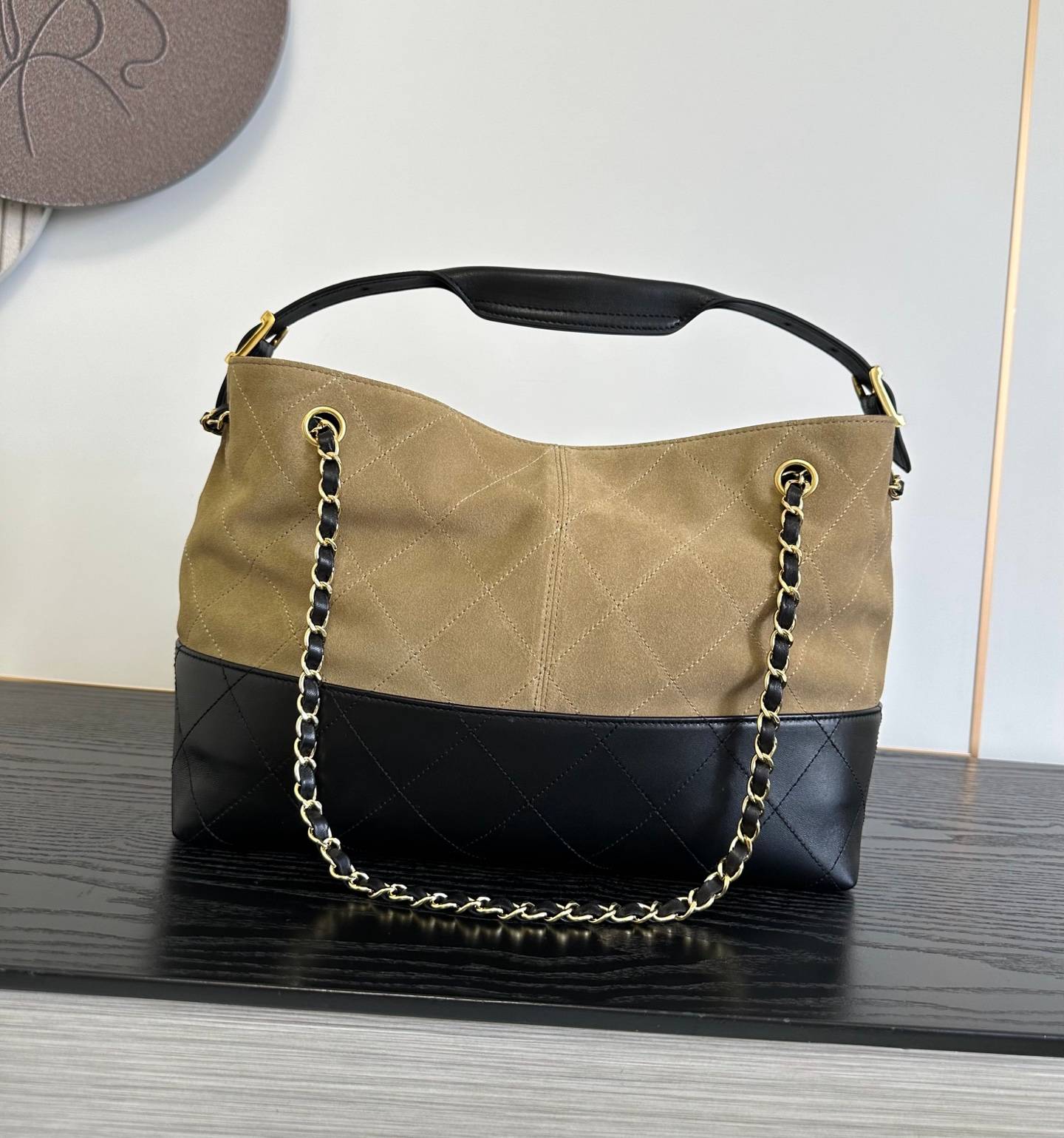 CHANEL シャネル マトラッセ ラムスキン ココマーク チェーンショルダーバッグ ゴールド金具 ブラック グレー レ - 画像 17