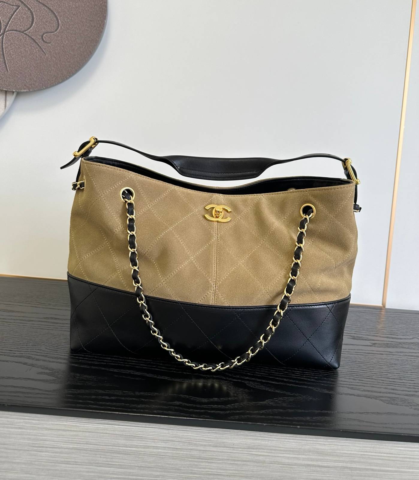 CHANEL シャネル マトラッセ ラムスキン ココマーク チェーンショルダーバッグ ゴールド金具 ブラック グレー レ - 画像 19