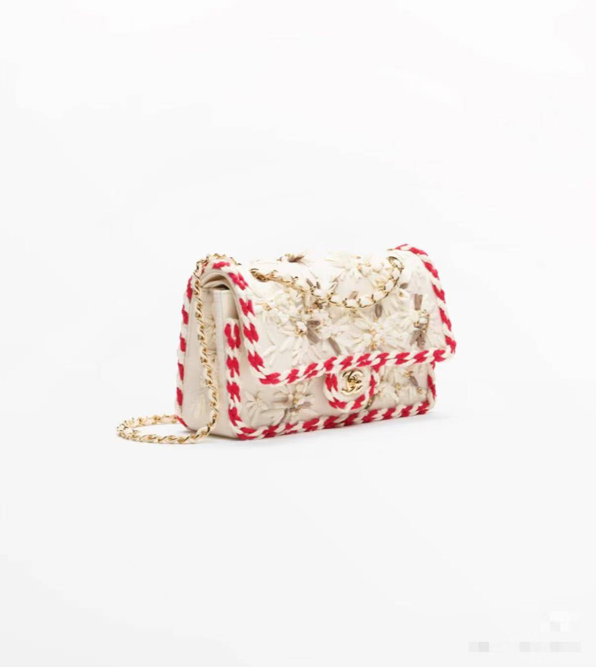 シャネル CHANEL 26a フラップバッグ マトラッセ ラムスキン ホワイト ゴールド金具 レザー編み込みチェーン - 画像 9