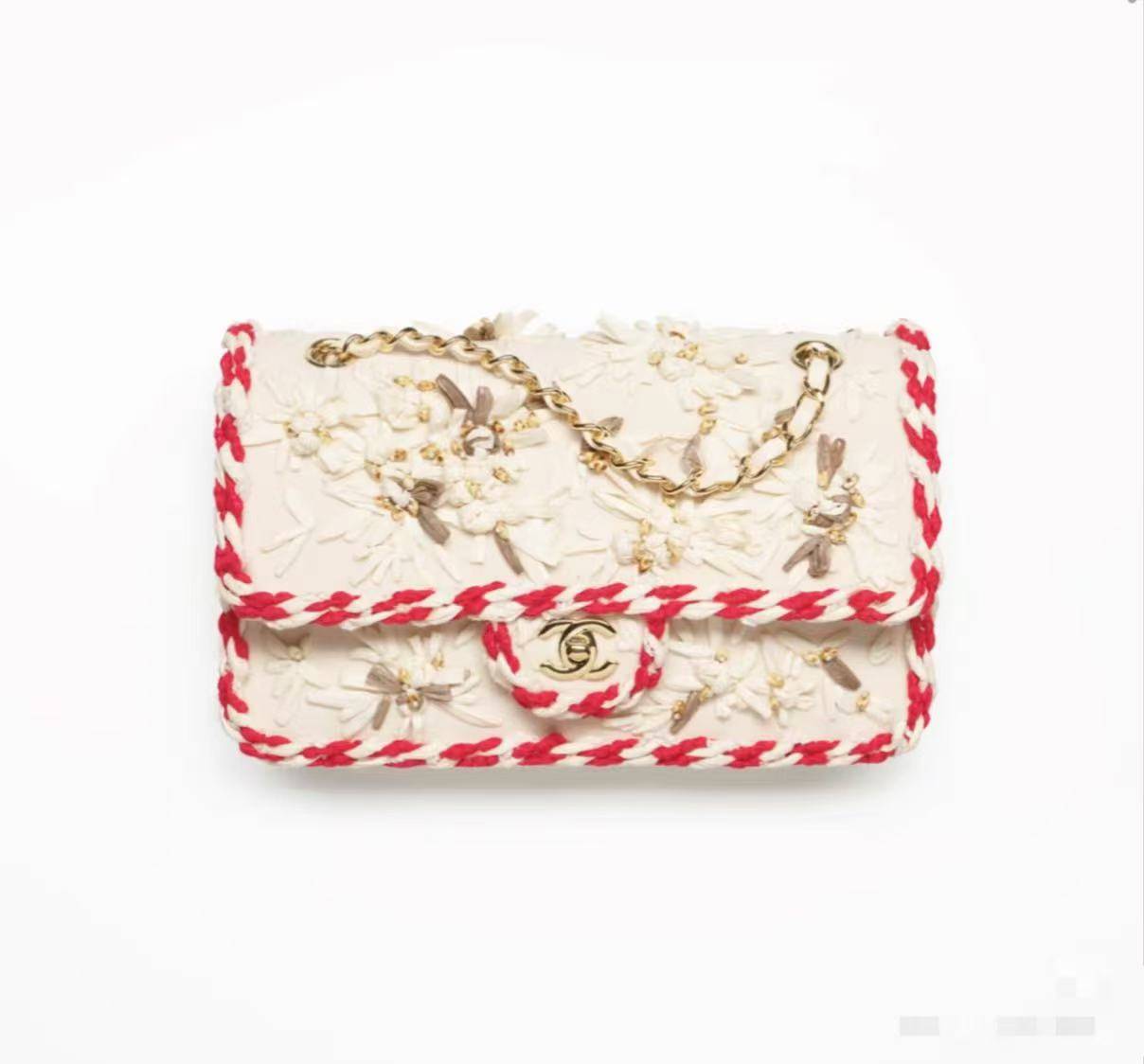 シャネル CHANEL 26a フラップバッグ マトラッセ ラムスキン ホワイト ゴールド金具 レザー編み込みチェーン - 画像 10