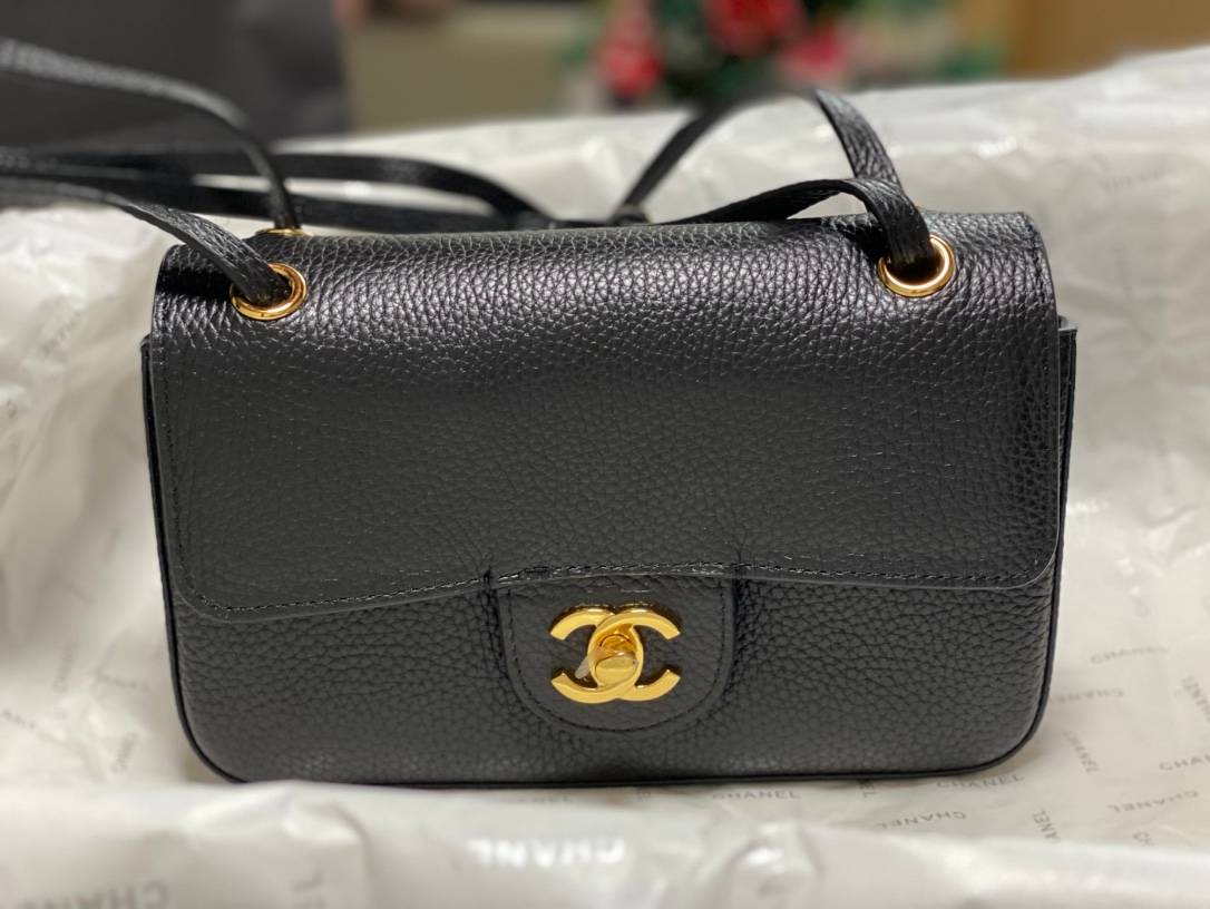 シャネル CHANEL マトラッセ ミニフラップバッグ キャビアスキン ゴールド金具 レディース ブラック - 画像 9