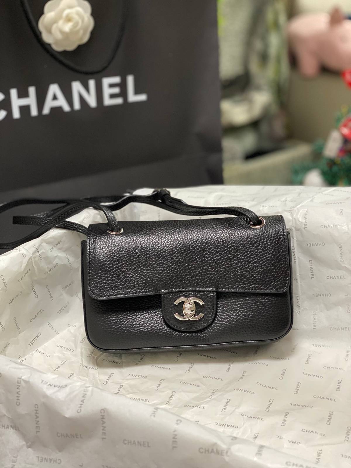 シャネル CHANEL マトラッセ ミニフラップバッグ キャビアスキン ゴールド金具 レディース ブラック - 画像 19