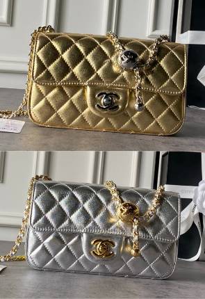 シャネル CHANEL マトラッセ ミニフラップバッグ キャビアスキン ボール付きチェーンショルダー レディース ブラッ