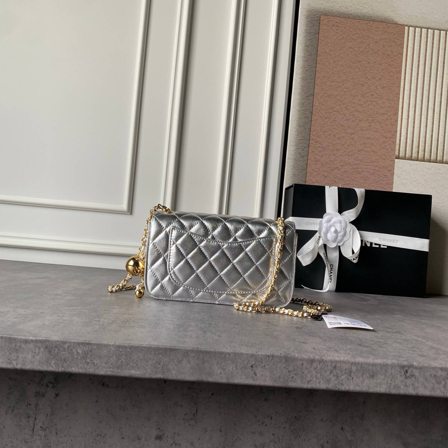 シャネル CHANEL マトラッセ ミニフラップバッグ キャビアスキン ボール付きチェーンショルダー レディース ブラッ - 画像 9