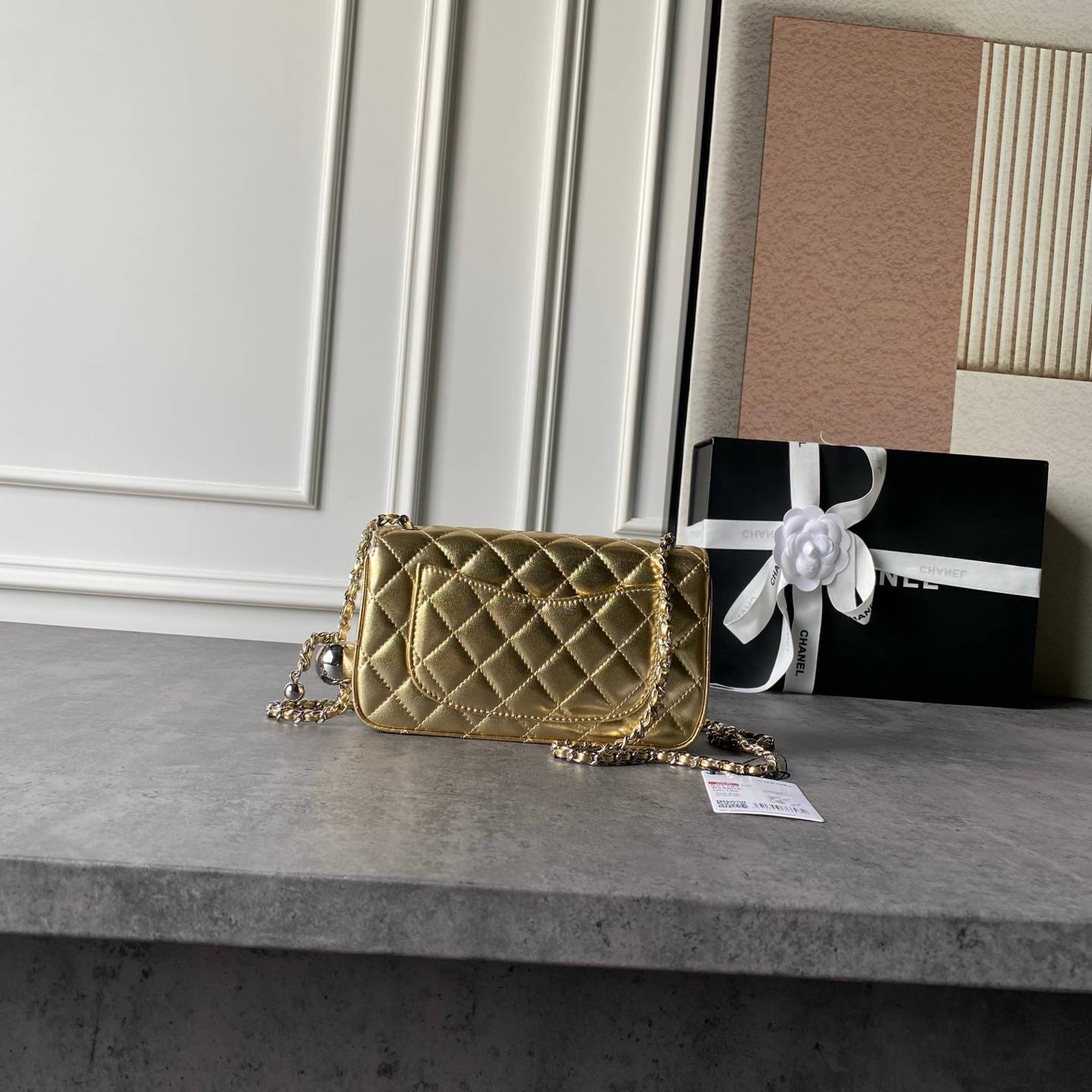 シャネル CHANEL マトラッセ ミニフラップバッグ キャビアスキン ボール付きチェーンショルダー レディース ブラッ - 画像 18