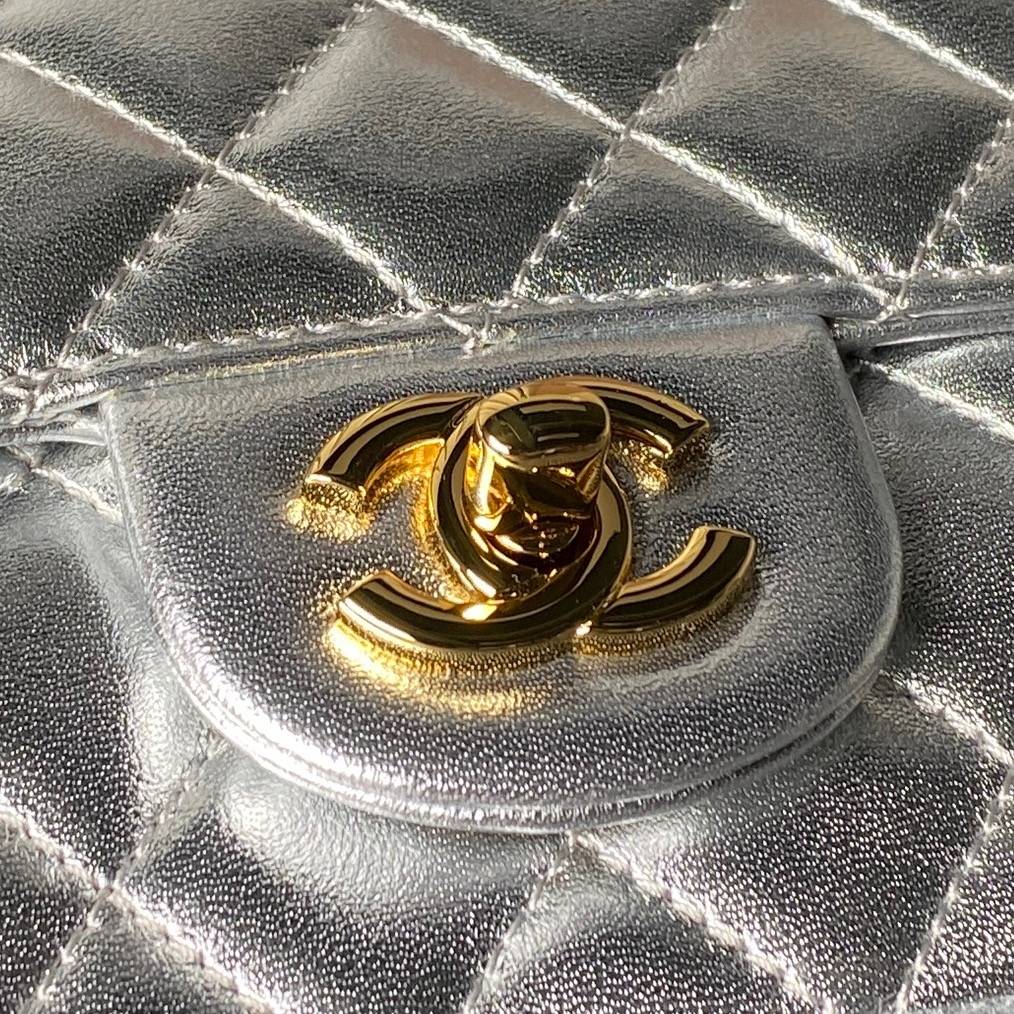 シャネル CHANEL マトラッセ ミニフラップバッグ キャビアスキン ゴールド金具 レザー編み込みチェーン ブラック - 画像 8