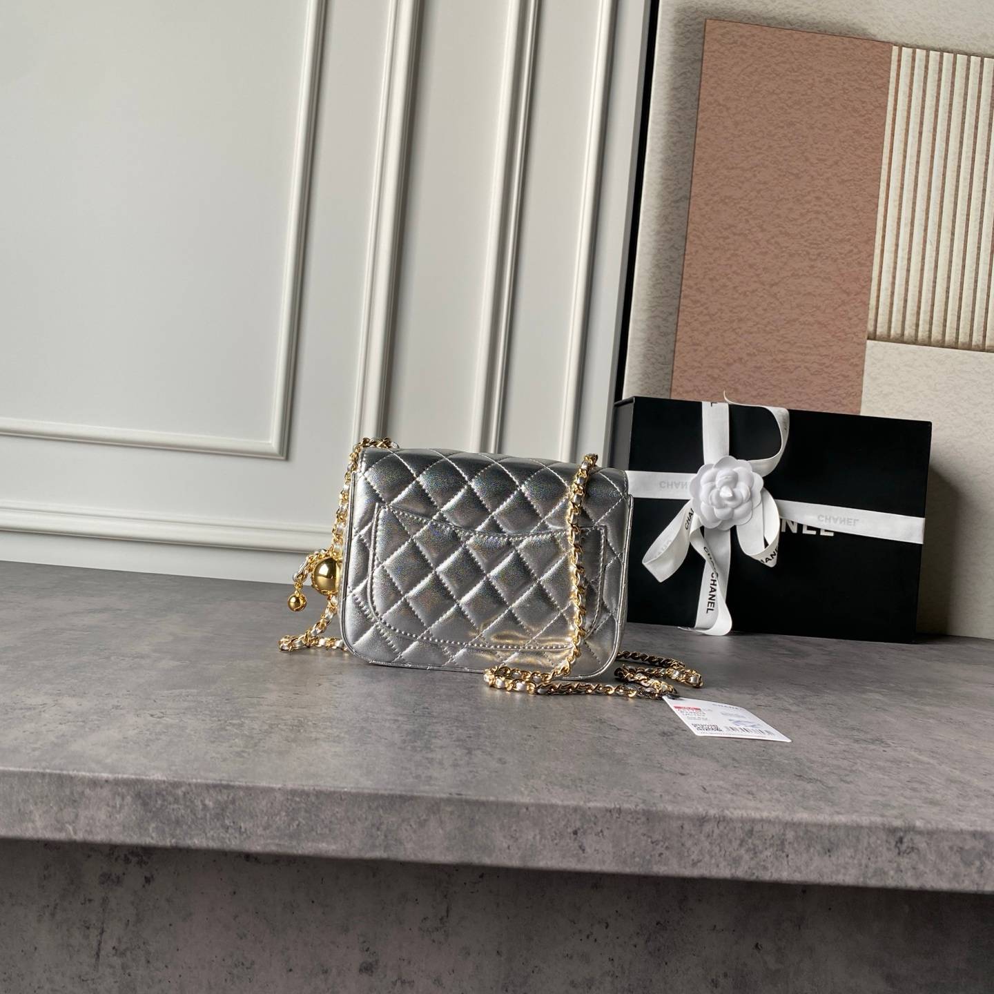 シャネル CHANEL マトラッセ ミニフラップバッグ キャビアスキン ゴールド金具 レザー編み込みチェーン ブラック - 画像 9