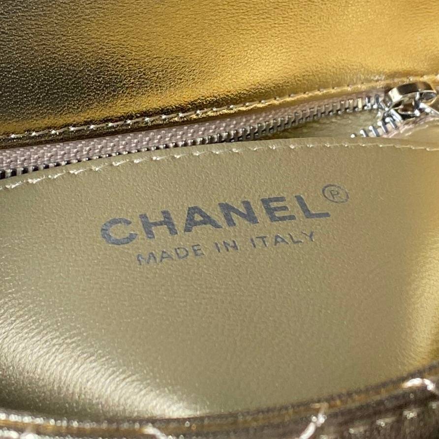 シャネル CHANEL マトラッセ ミニフラップバッグ キャビアスキン ゴールド金具 レザー編み込みチェーン ブラック - 画像 11