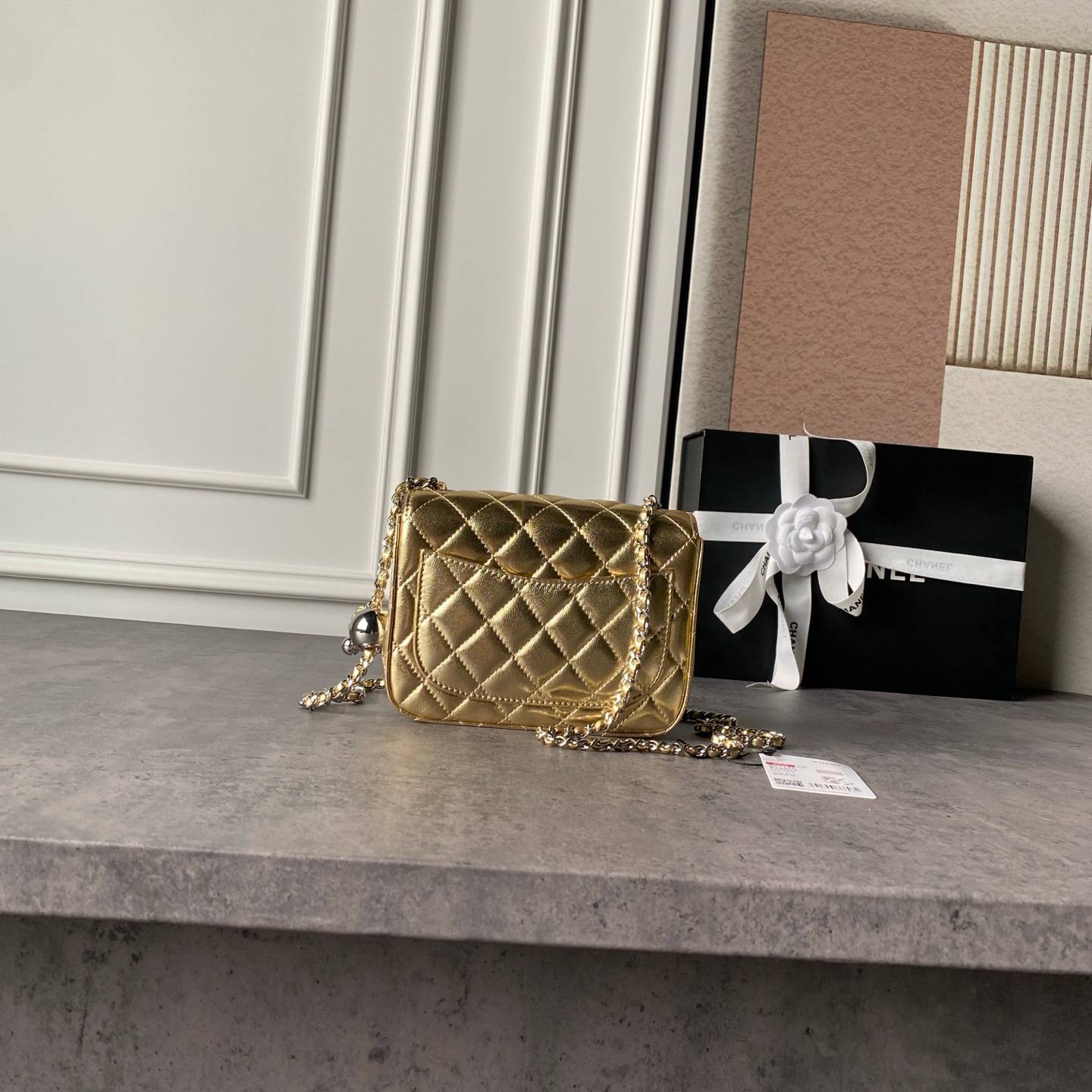 シャネル CHANEL マトラッセ ミニフラップバッグ キャビアスキン ゴールド金具 レザー編み込みチェーン ブラック - 画像 18
