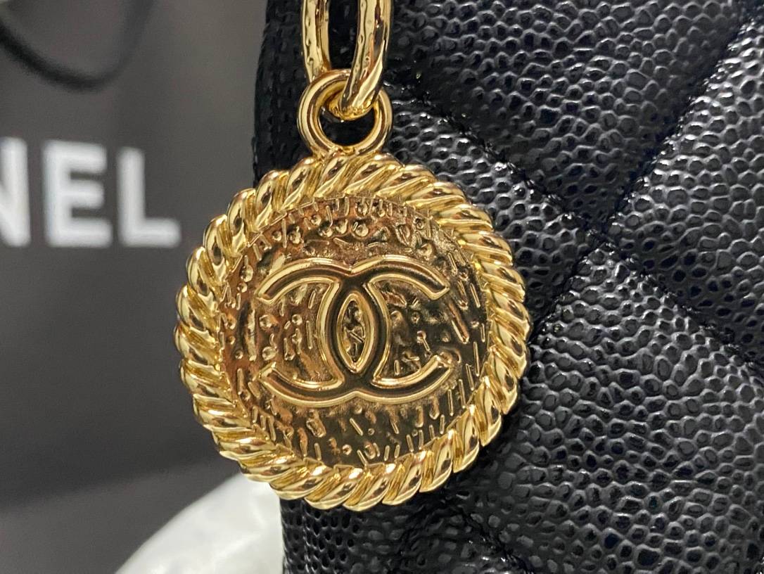 CHANEL シャネル マトラッセ チェーンショルダーバッグ キャビアスキン ゴールド金具 ブラック レディース - 画像 17
