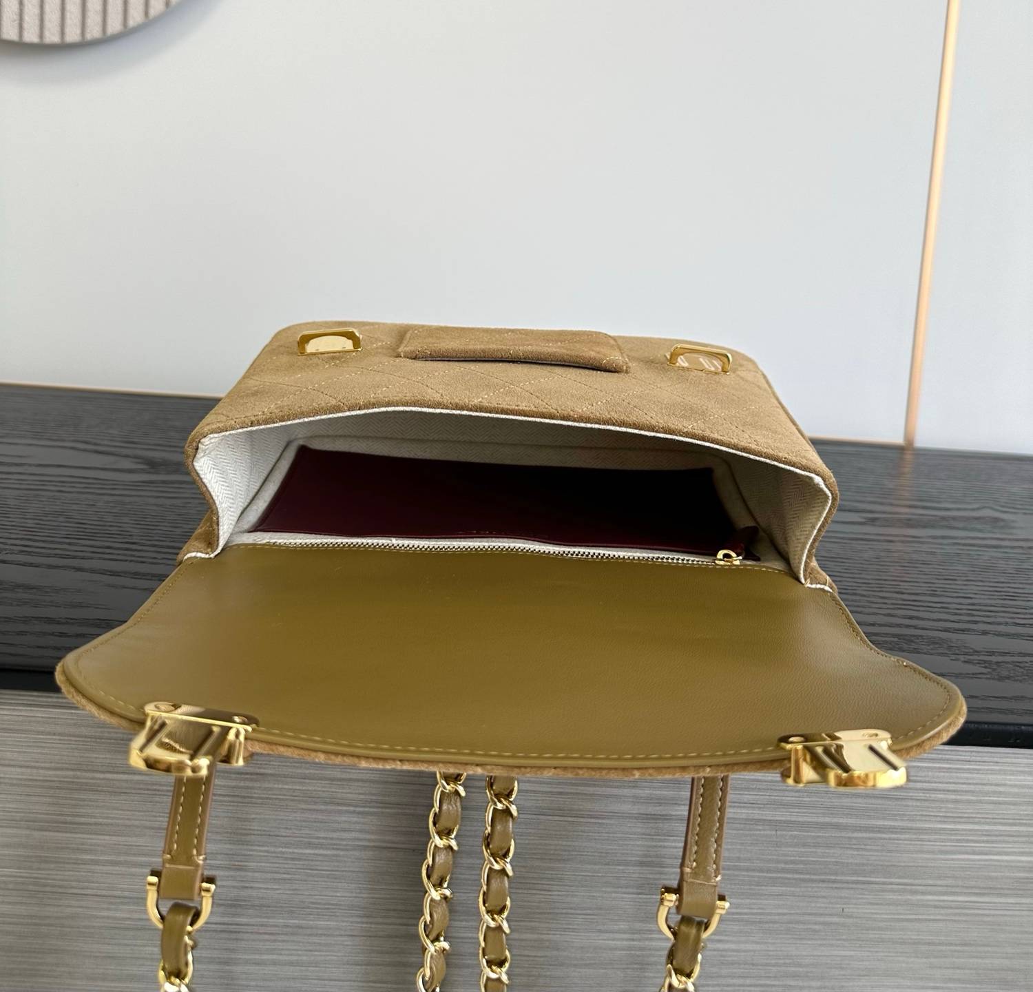 シャネル 6465 マトラッセ ラムスキン チェーンショルダーバッグ ベージュ ゴールド金具 2WAY レディース - 画像 6