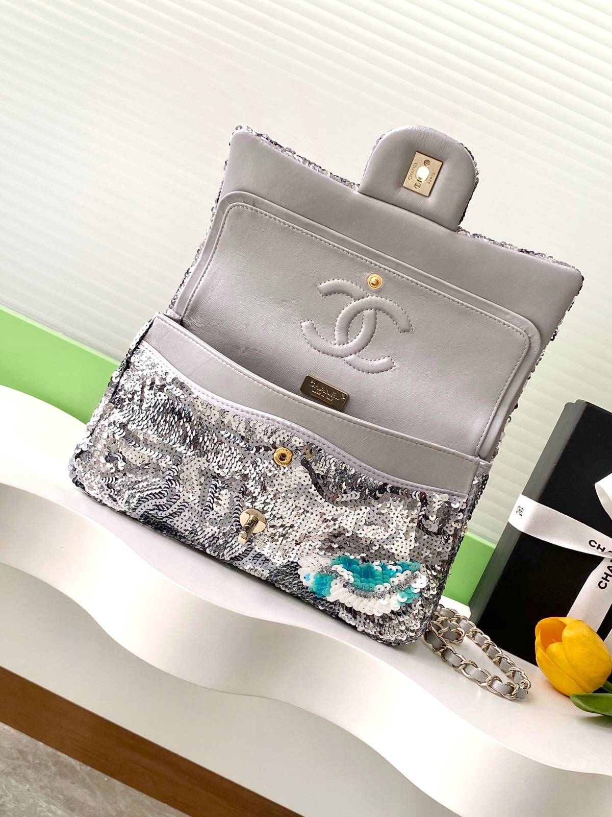 シャネル CHANEL AS1112 マトラッセ ラムスキン チェーンショルダーバッグ ゴールド金具 ワンポイント バイ - 画像 6