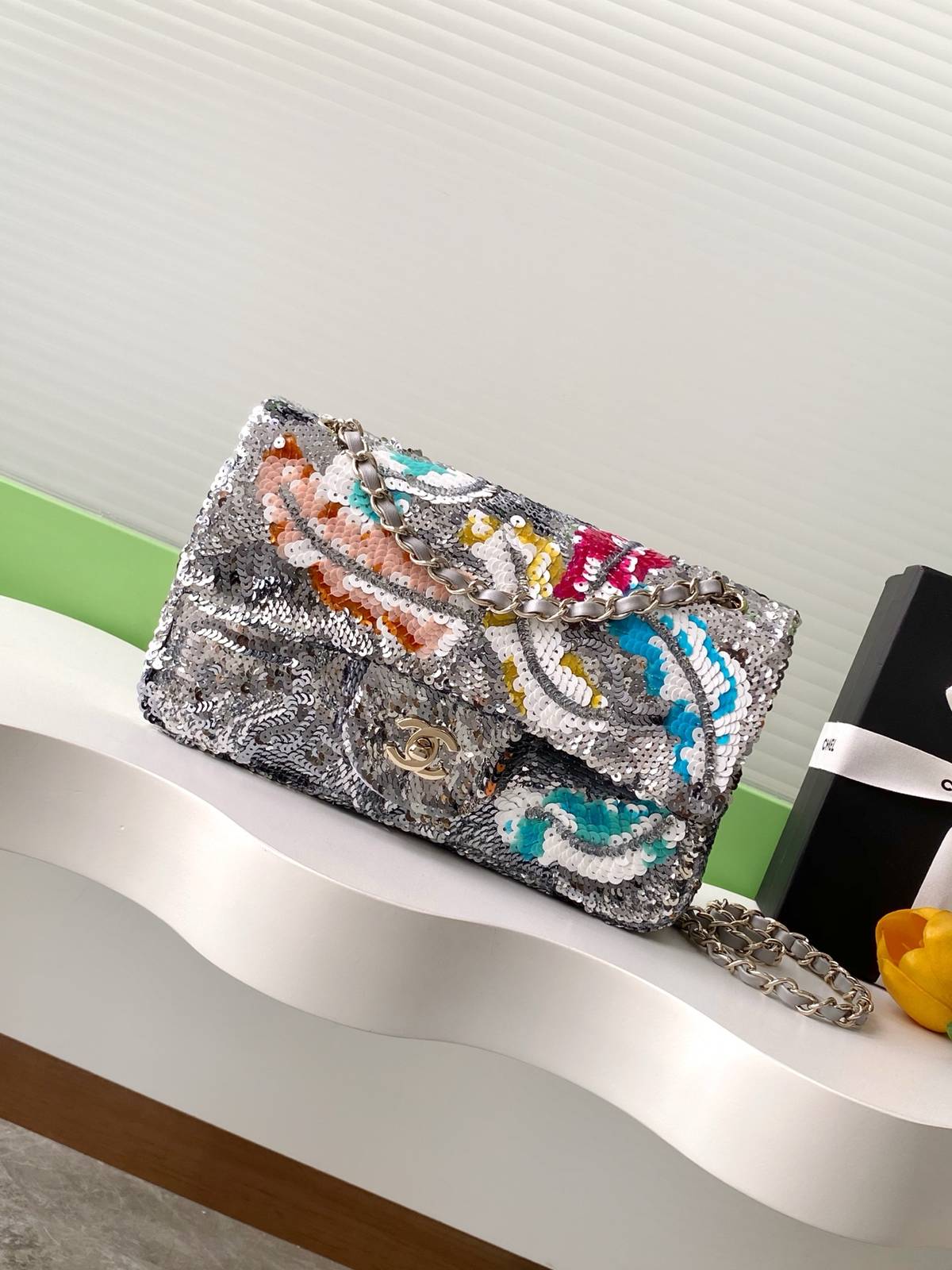 シャネル CHANEL AS1112 マトラッセ ラムスキン チェーンショルダーバッグ ゴールド金具 ワンポイント バイ - 画像 10