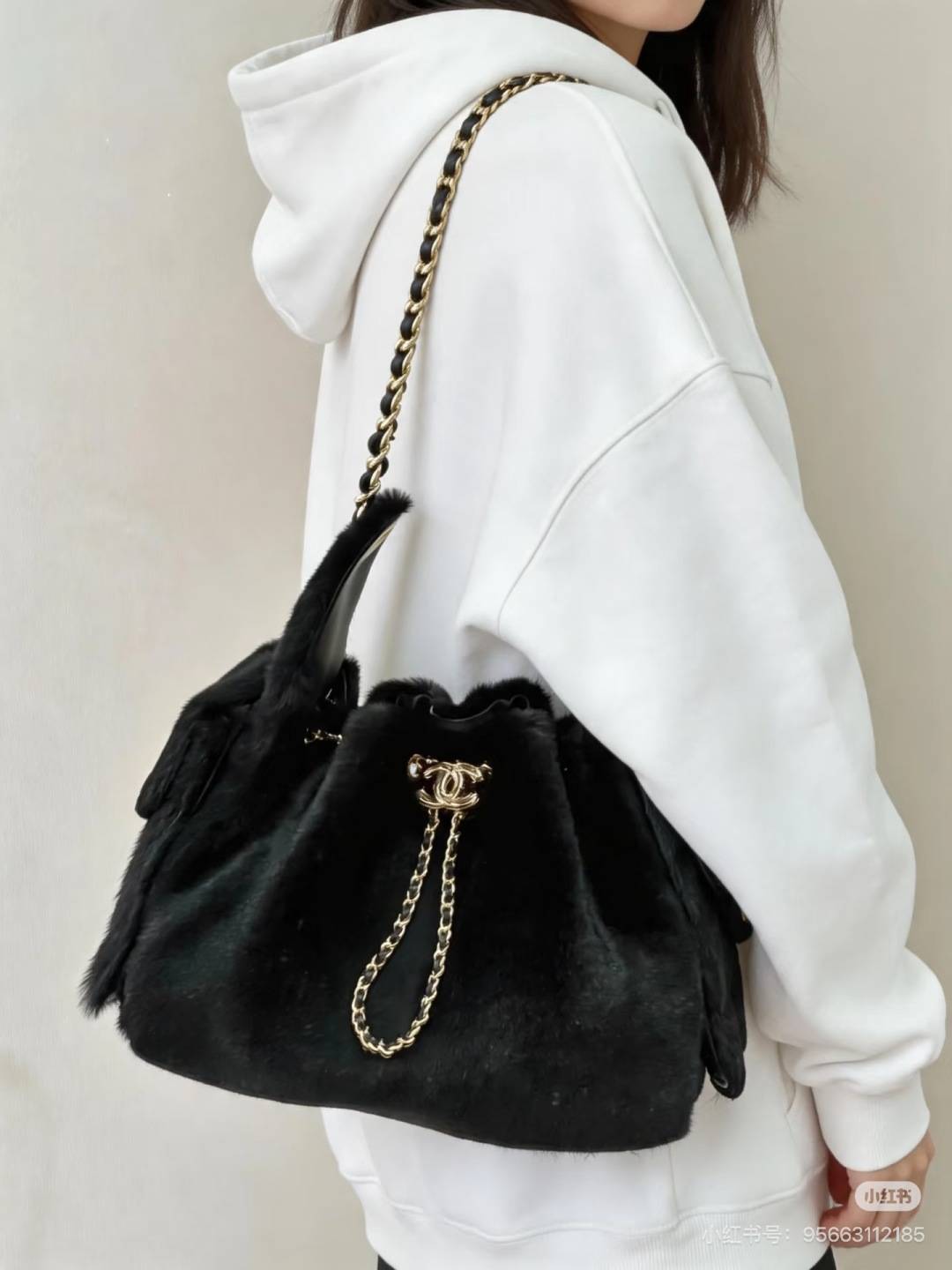 シャネル CHANEL マトラッセ ラムスキン チェーンショルダーバッグ レディース ゴールド金具 ブラック ベージュ - 画像 10