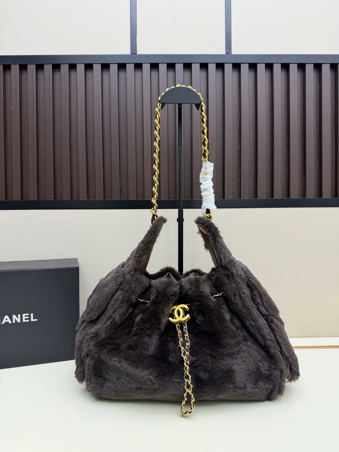 シャネル CHANEL マトラッセ ラムスキン チェーンショルダーバッグ レディース ゴールド金具 ブラック ベージュ - 画像 16