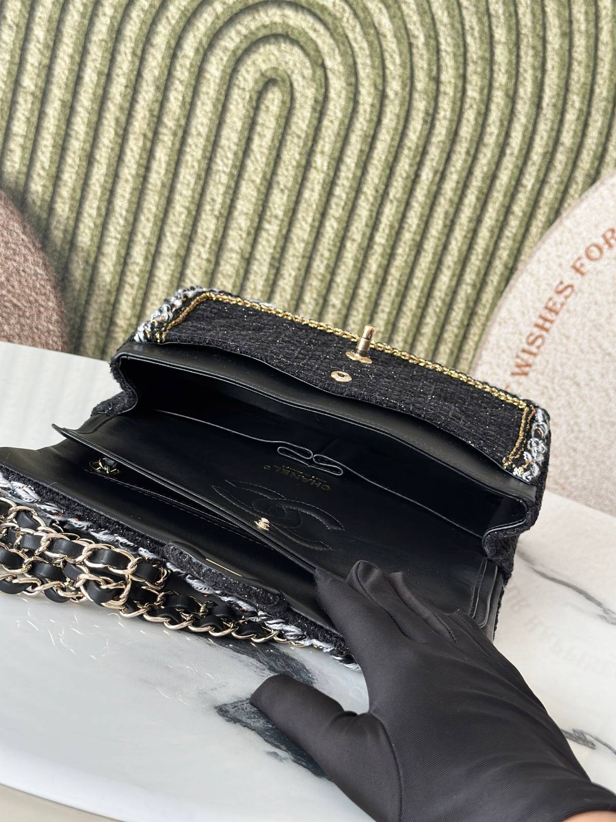 シャネル CHANEL 2625 マトラッセ チェーンウォレット ブラックキャビアスキン ゴールド金具 ターンロック レ - 画像 3