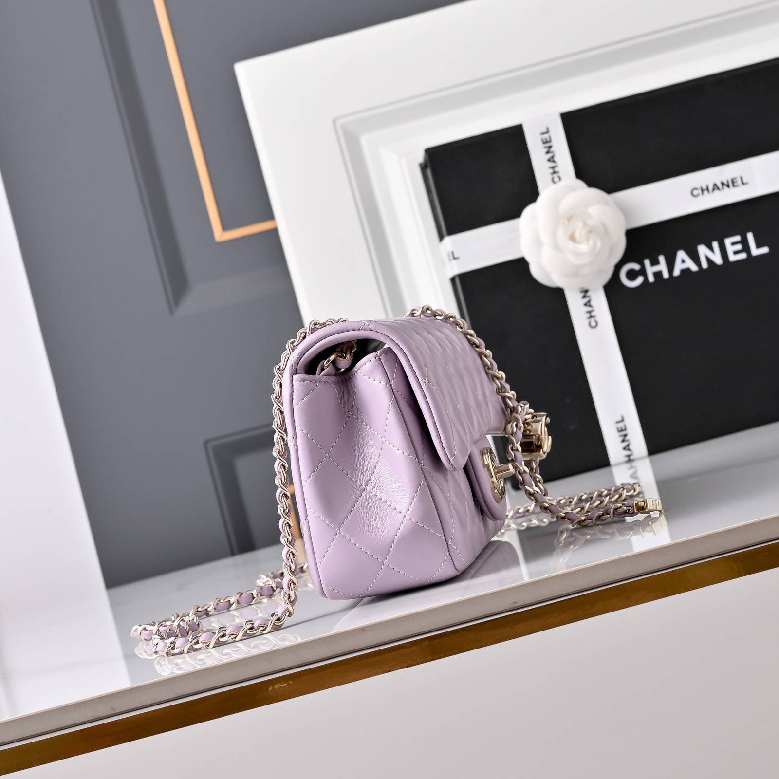 シャネル CHANEL マトラッセ ラムスキン チェーンショルダーバッグ フラップバッグ ゴールド金具 ターンロック レ - 画像 9