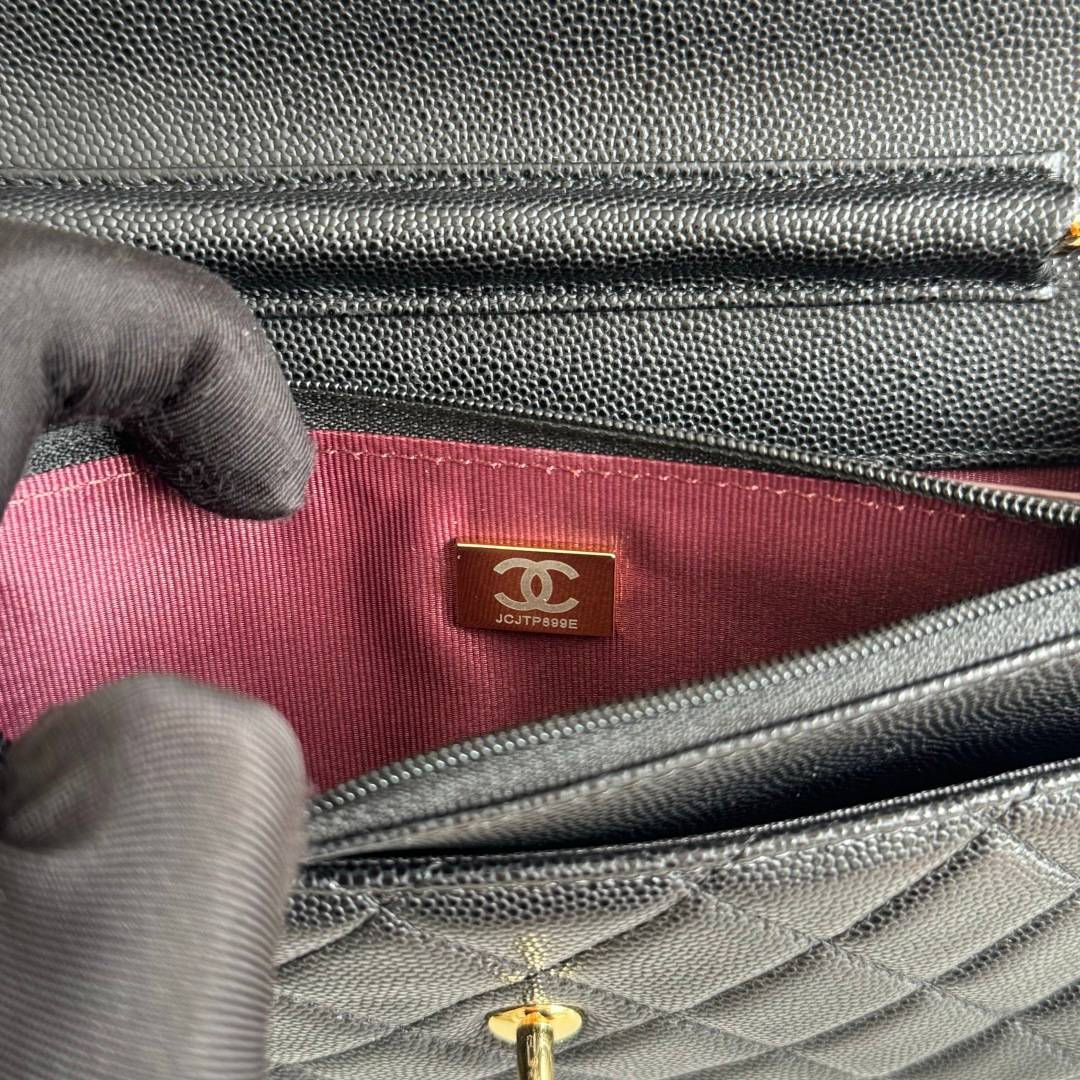 シャネル CHANEL マトラッセ チェーンウォレット キャビアスキン ブラック ゴールド金具 レディース - 画像 2