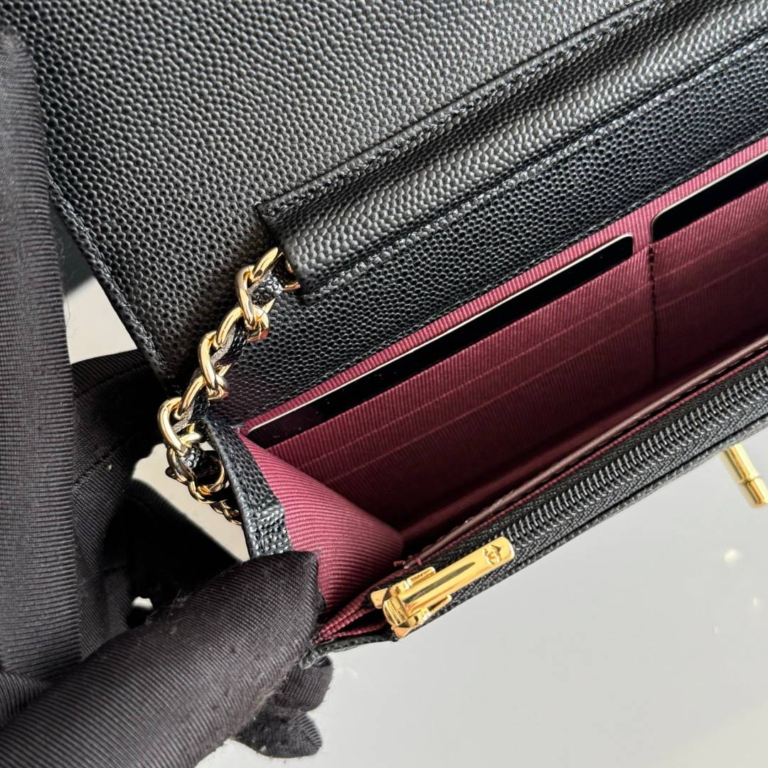シャネル CHANEL マトラッセ チェーンウォレット キャビアスキン ブラック ゴールド金具 レディース - 画像 3