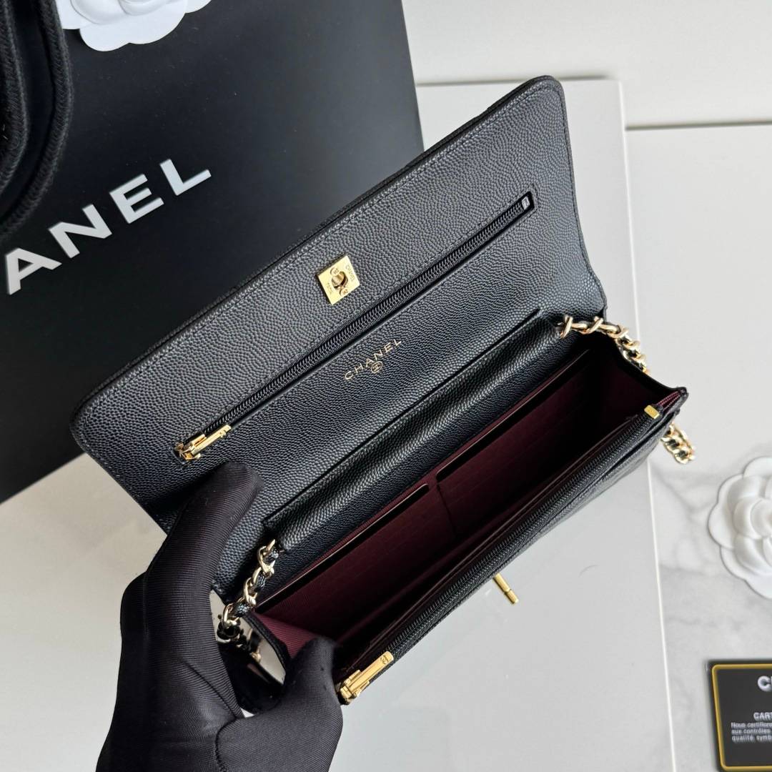 シャネル CHANEL マトラッセ チェーンウォレット キャビアスキン ブラック ゴールド金具 レディース - 画像 4