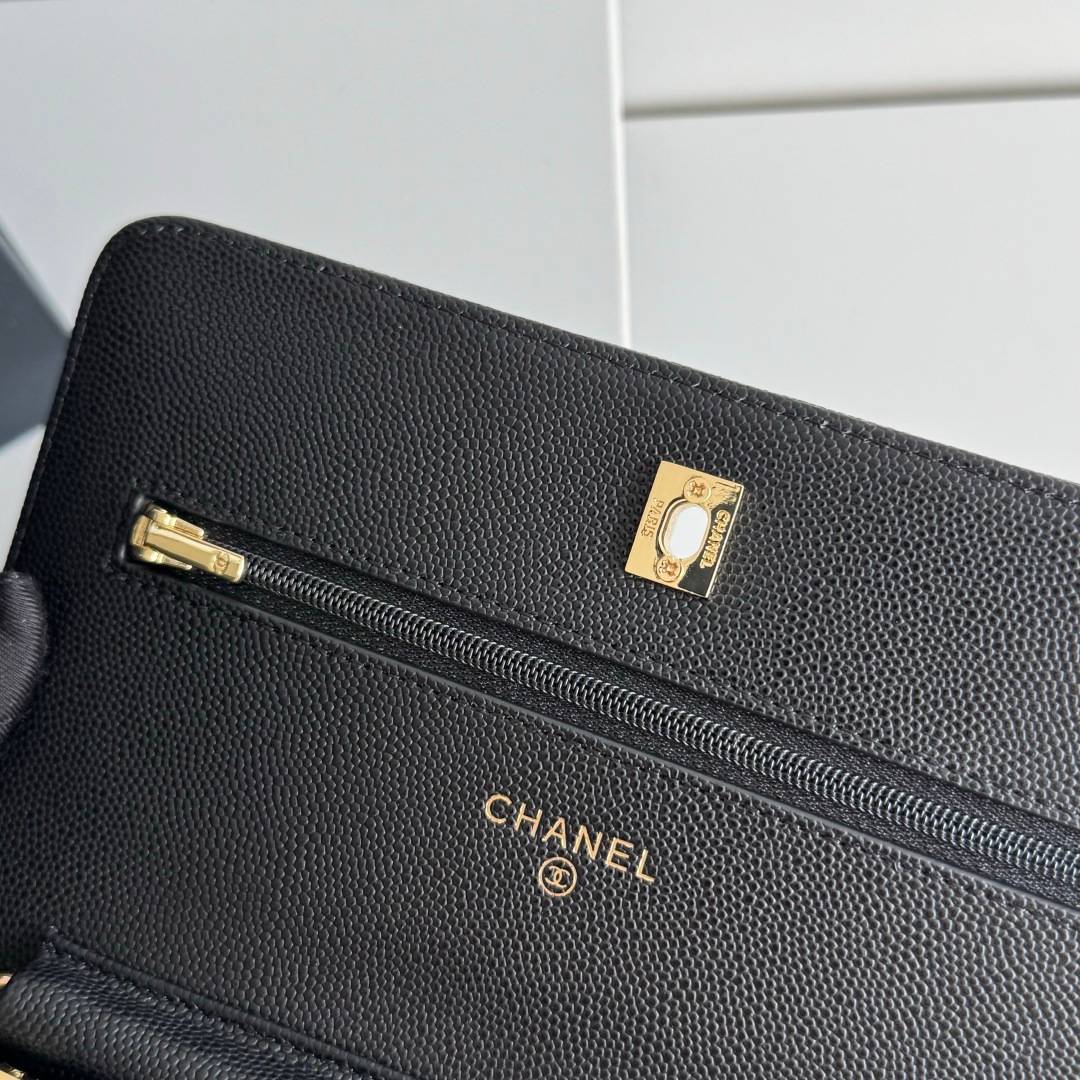 シャネル CHANEL マトラッセ チェーンウォレット キャビアスキン ブラック ゴールド金具 レディース - 画像 5