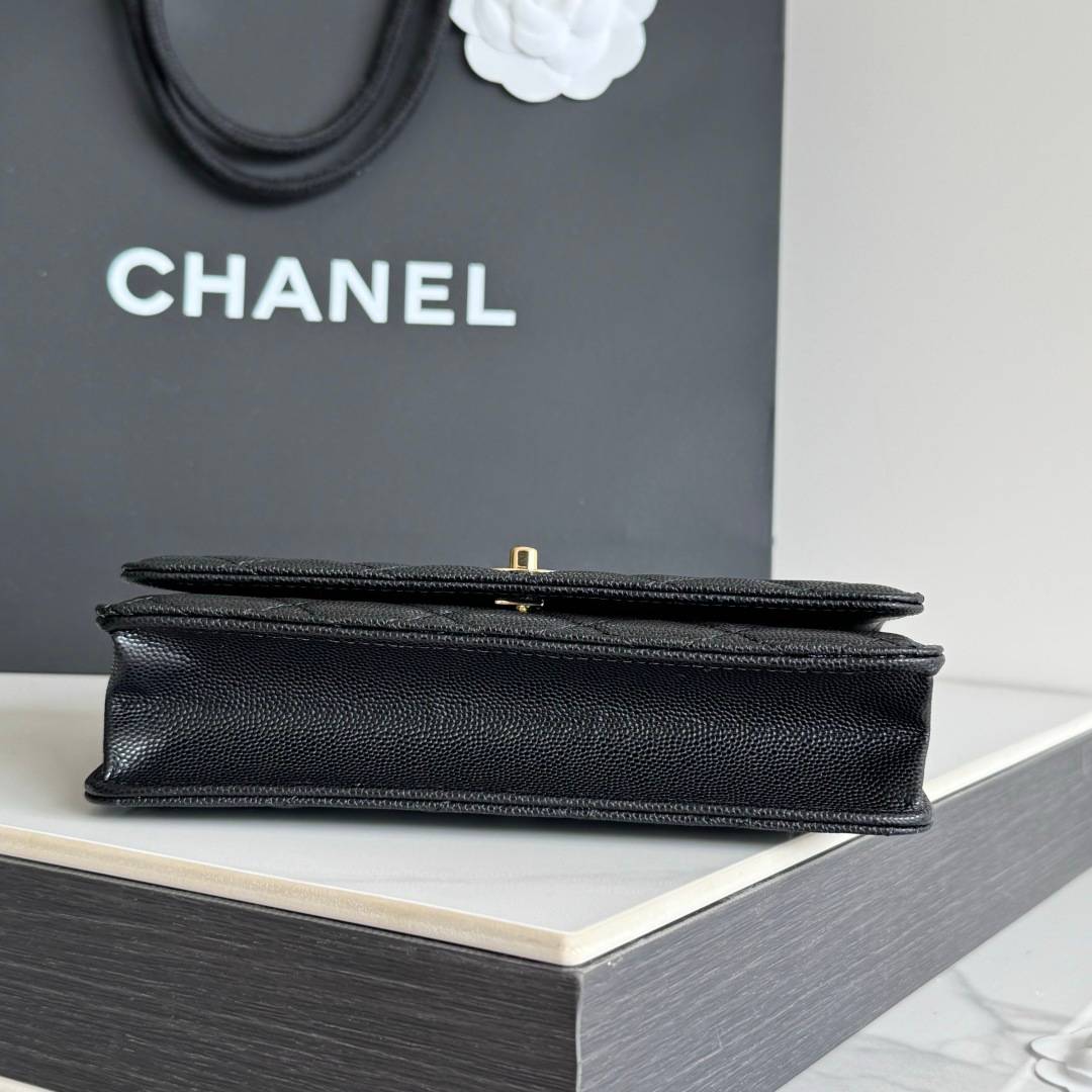 シャネル CHANEL マトラッセ チェーンウォレット キャビアスキン ブラック ゴールド金具 レディース - 画像 8