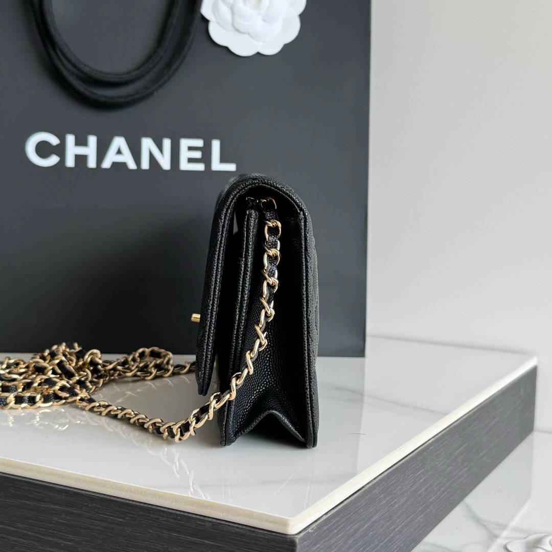 シャネル CHANEL マトラッセ チェーンウォレット キャビアスキン ブラック ゴールド金具 レディース - 画像 9