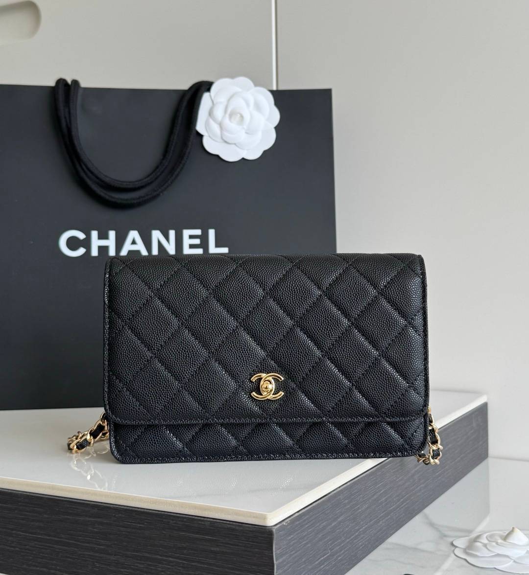 シャネル CHANEL マトラッセ チェーンウォレット キャビアスキン ブラック ゴールド金具 レディース - 画像 12