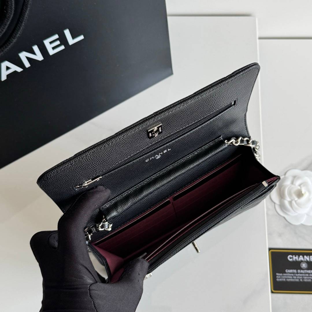 シャネル CHANEL マトラッセ チェーンウォレット キャビアスキン ブラック ゴールド金具 レディース - 画像 15