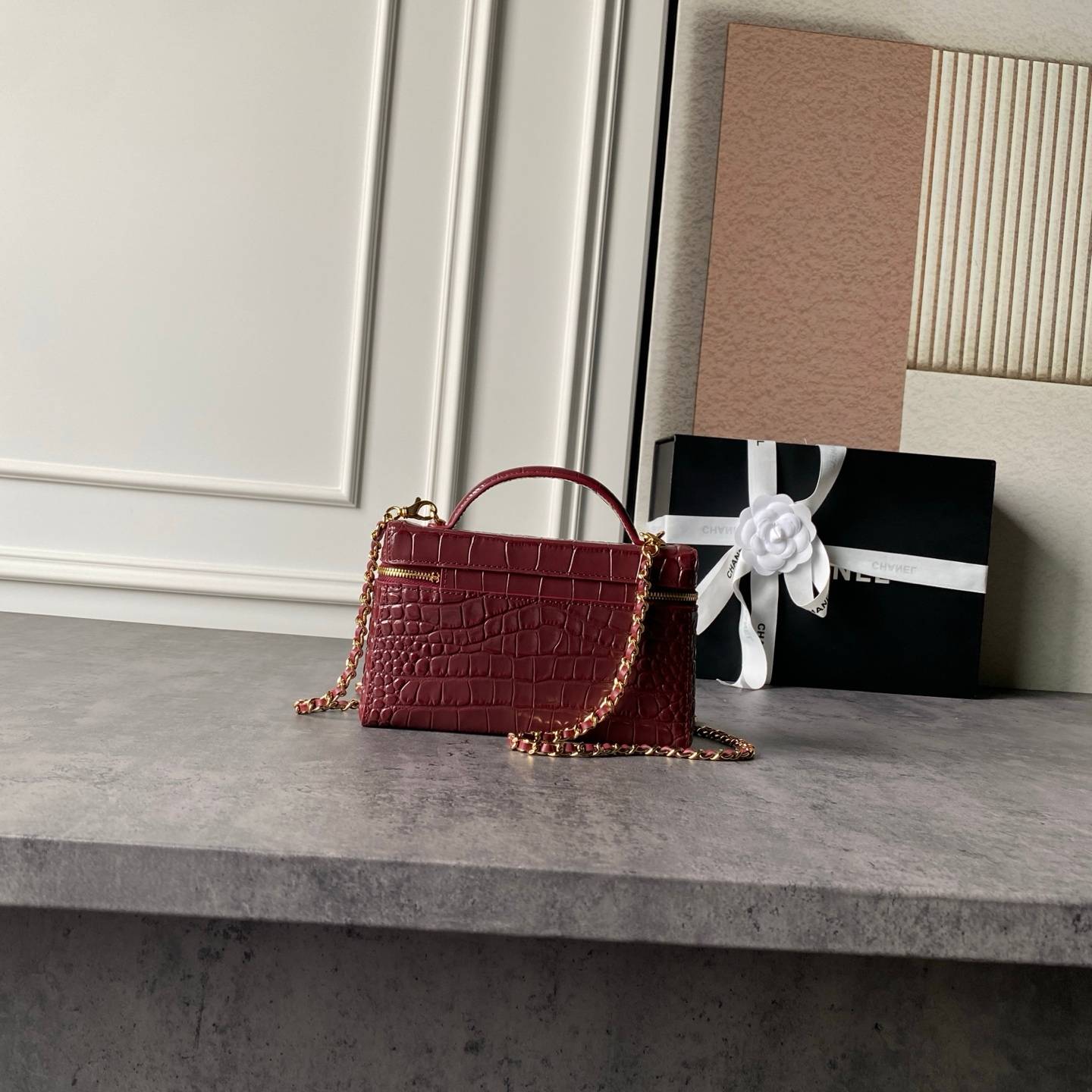 シャネル CHANEL マトラッセ バニティバッグ キャビアスキン ゴールド金具 レザー編み込みチェーン ファスナー開閉 - 画像 18