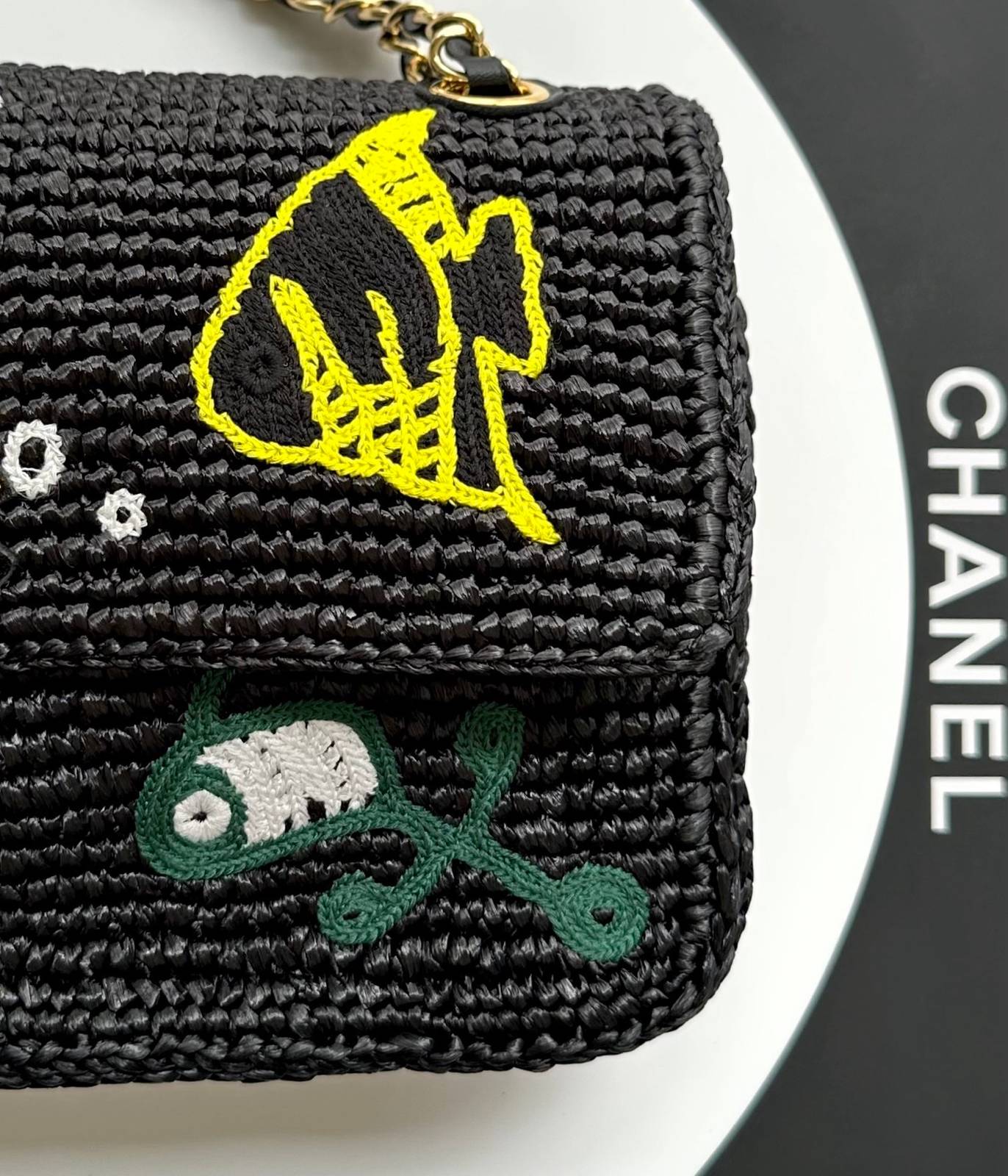 シャネル CHANEL 6088 ココマーク マトラッセ チェーンショルダーバッグ ブラック レザー編み込みチェーン ゴ - 画像 3