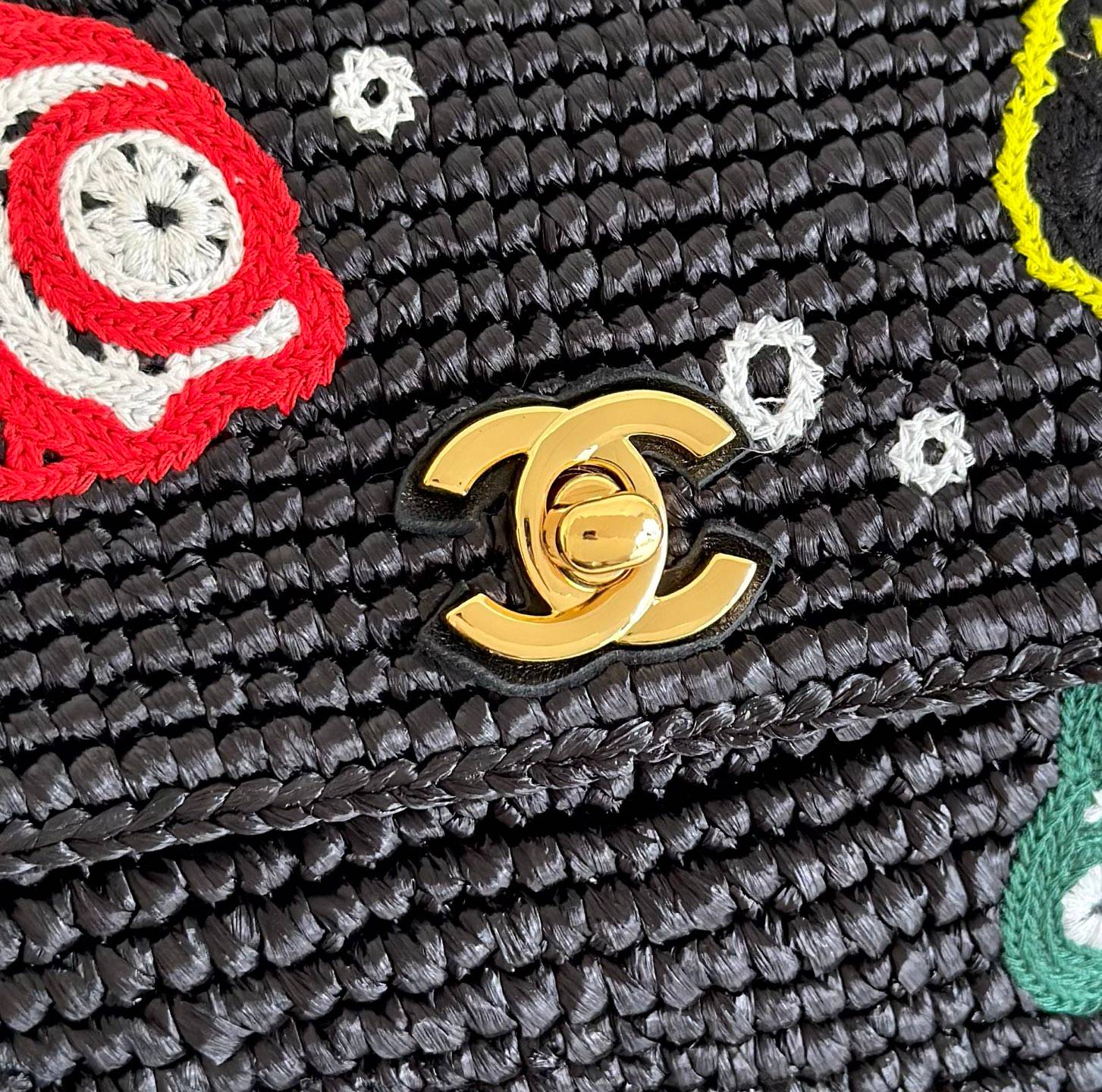 シャネル CHANEL 6088 ココマーク マトラッセ チェーンショルダーバッグ ブラック レザー編み込みチェーン ゴ - 画像 5