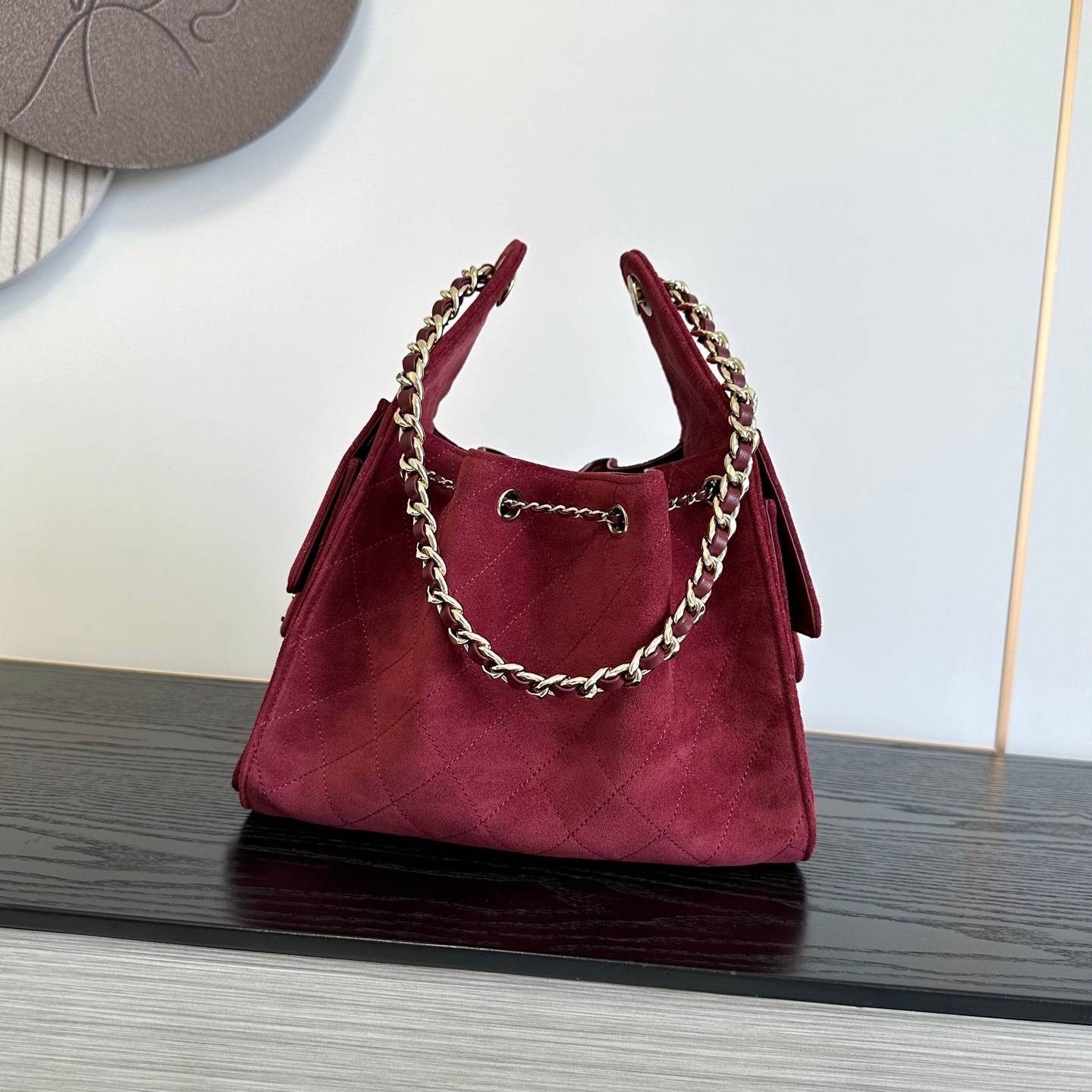 シャネル 5631 小号 マトラッセ ラムスキン チェーンショルダーバッグ ボルドー ゴールド金具 レディース - 画像 17